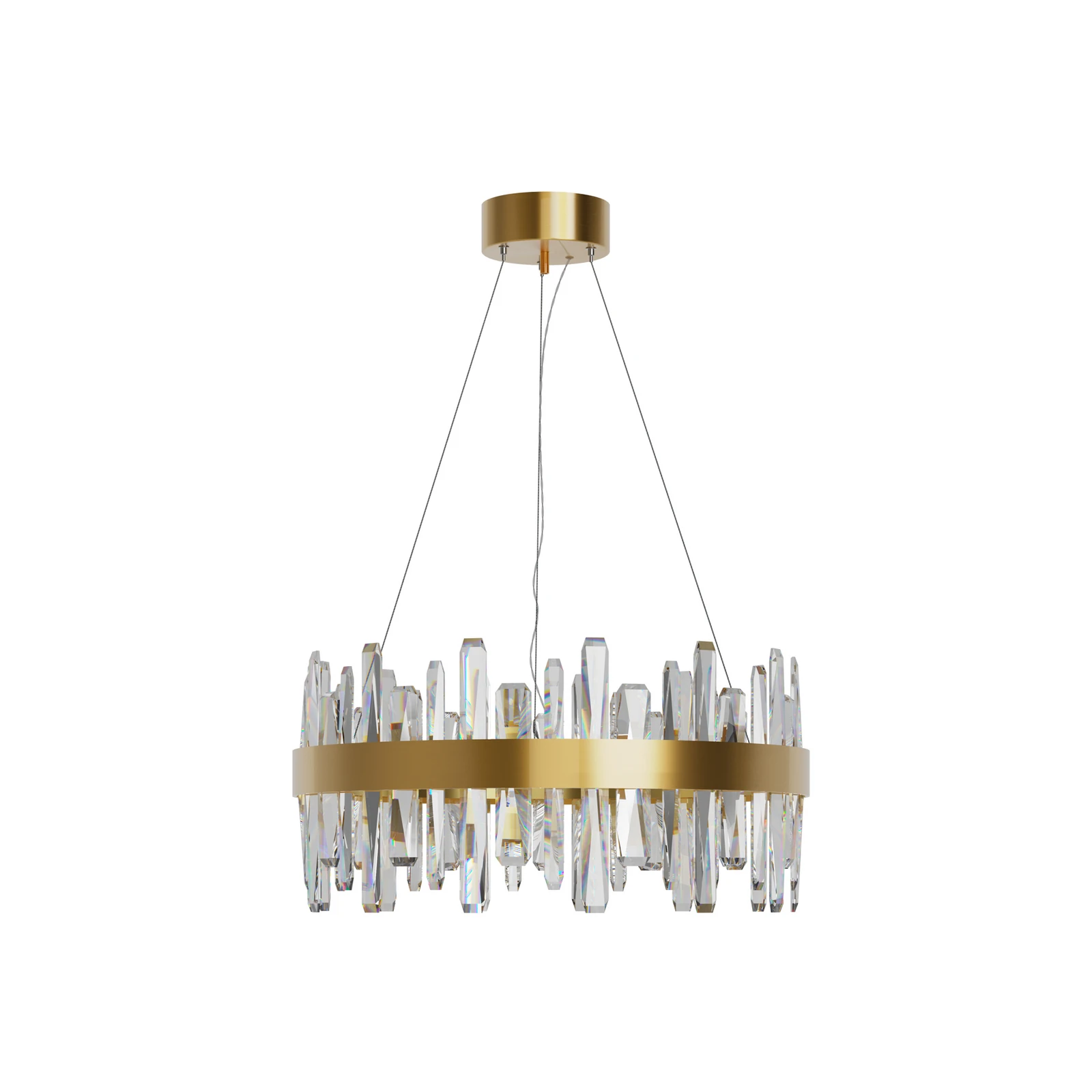 By Rydens LED κρεμαστή λάμπα Triumph, Ø 60 cm, ορείχαλκος, διαφανής