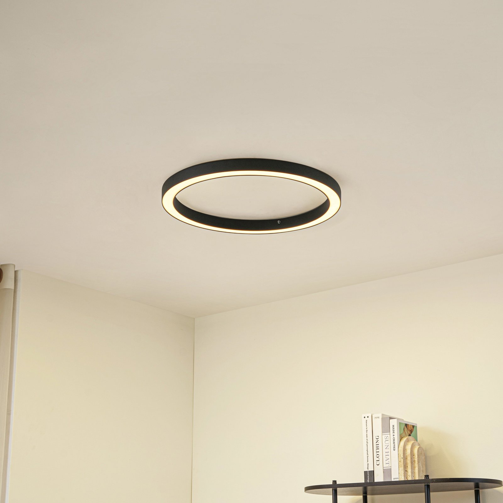 Plafoniera LED Neor, CCT, nera, Ø 60 cm, dimmerabile - Lucande