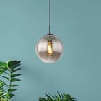 Samos pendant light, Ø 25 cm, smoky grey/black, glass