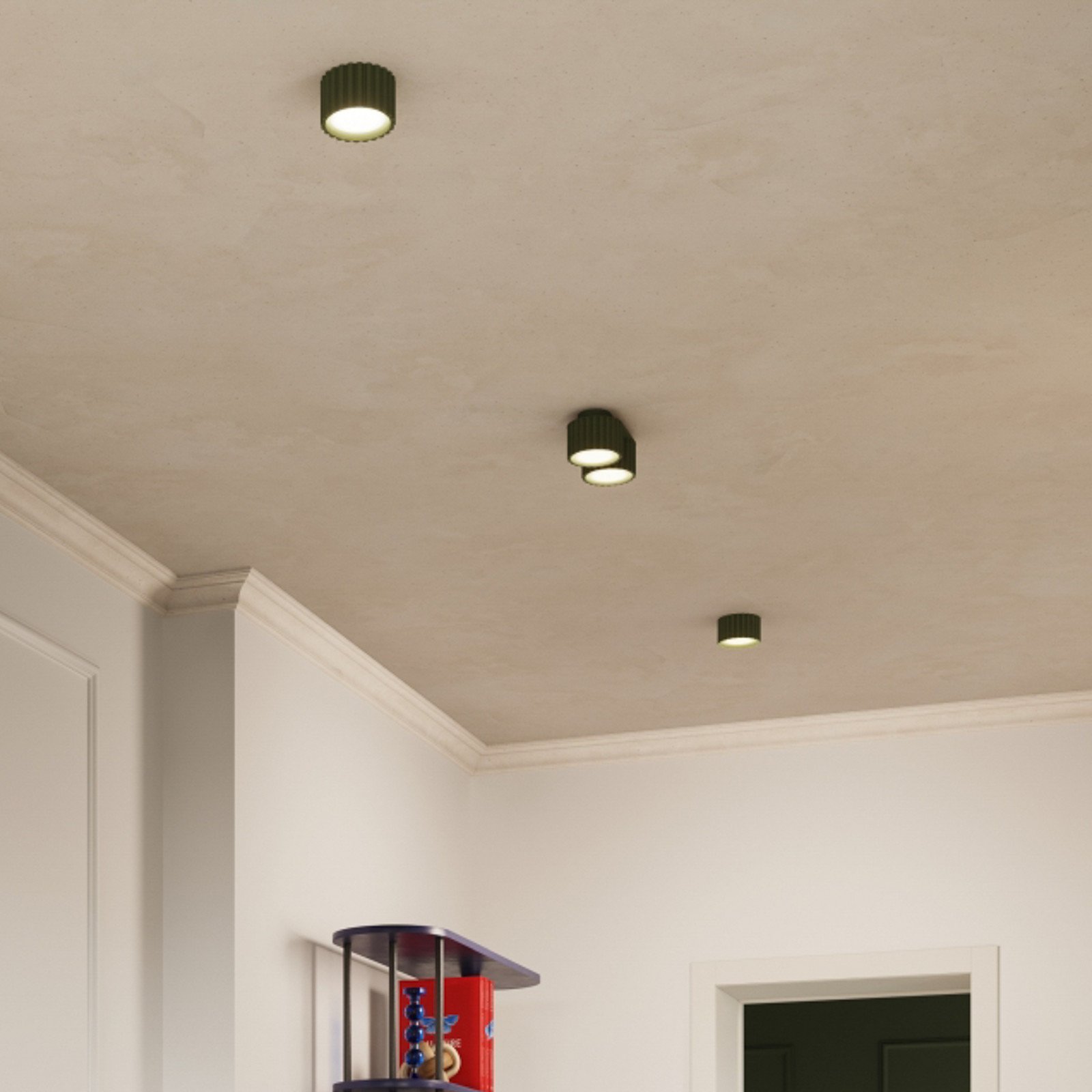 SOLLUX LIGHTING Plafonieră RIBLA verde măslin Ø 10 cm metal GX53 - Camera de zi / sufragerie - Aluminiu