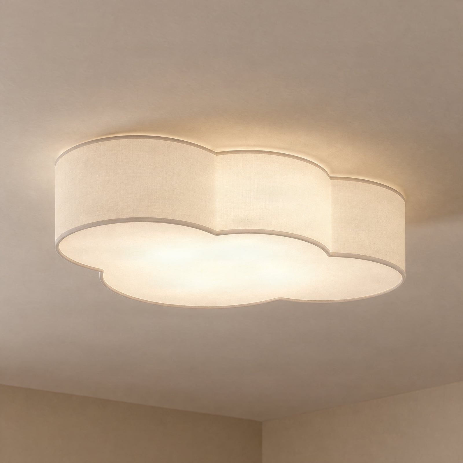 Deckenleuchte Cloud, weiß, Textil, Länge 62 cm, E27, 4-flg.