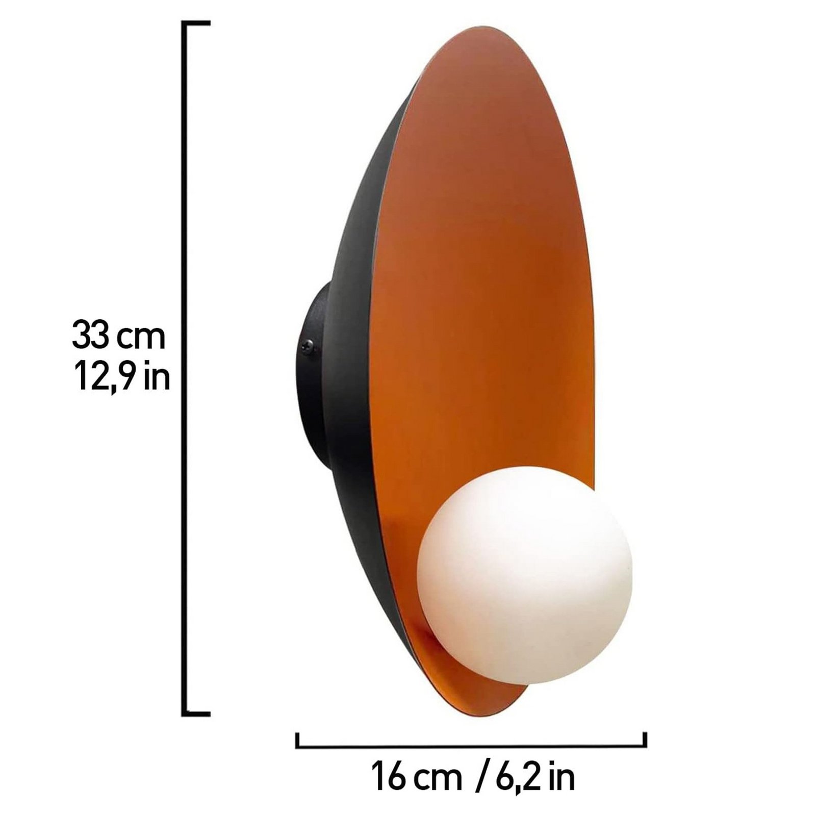 Aphrodite wall light, orange, Ø 33 cm, metal, G9