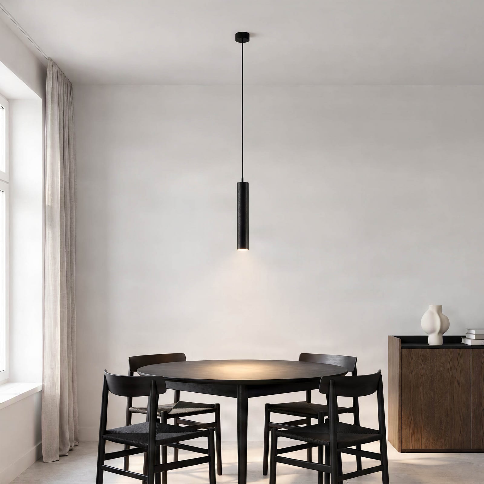 Arcchio Ejona pendant light, height 35 cm, black, aluminium