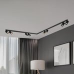 Deckenspot Hero, schwarz, 8-flammig, 240 cm, Metall, GU10