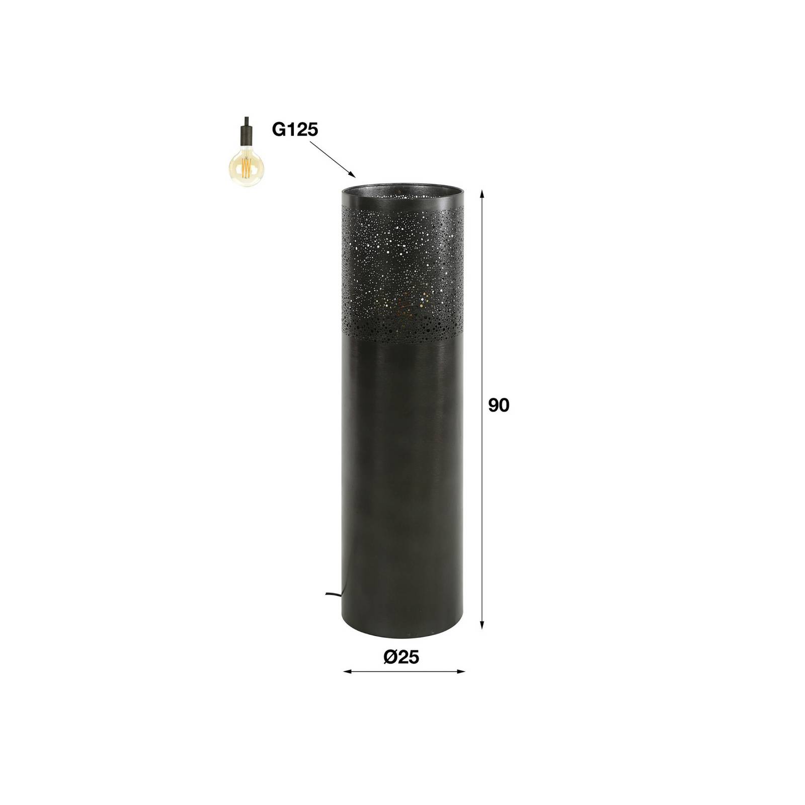 Lampa stojąca Narabi, wysokość 90 cm, czarny nikiel, metal