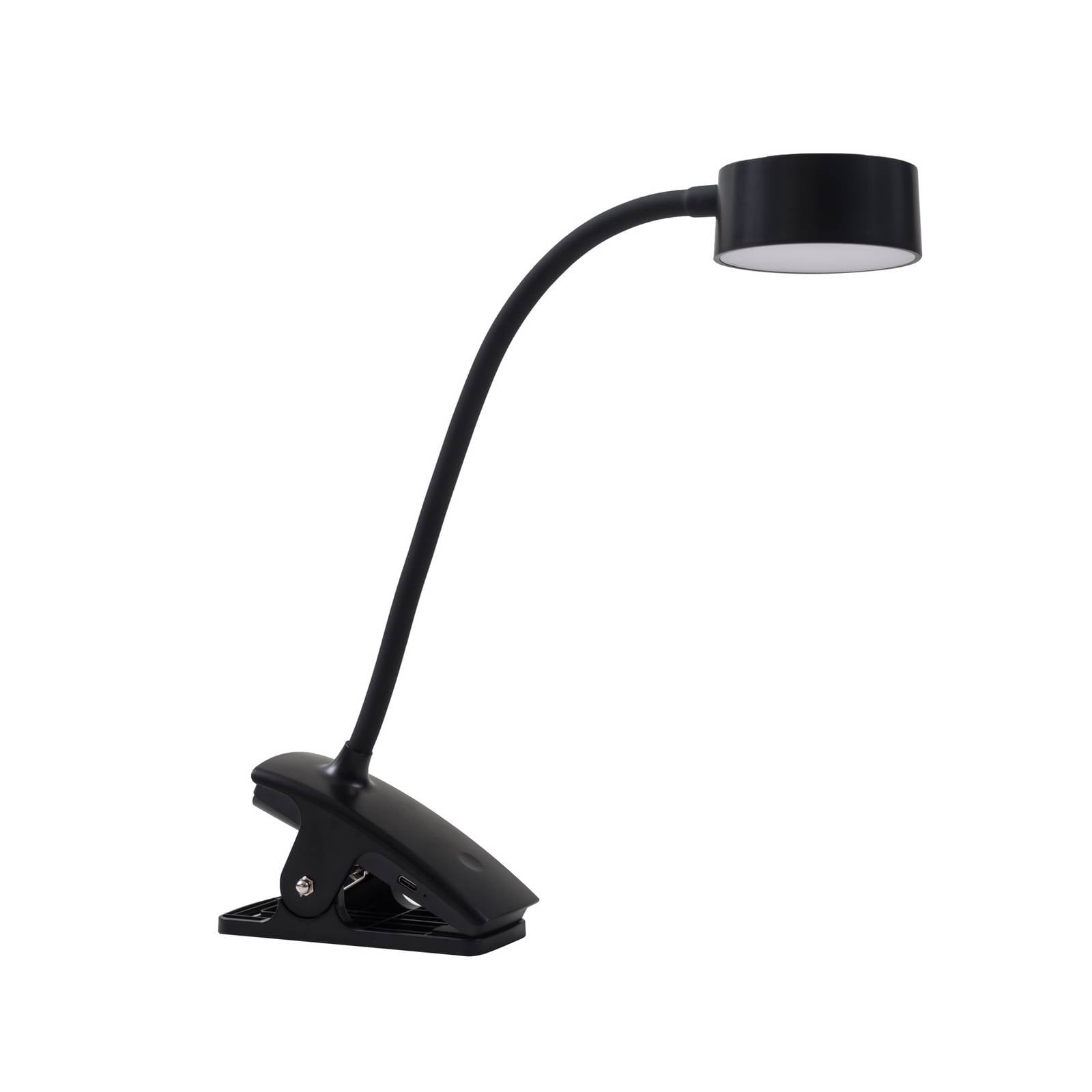Lindby LED-Akku-Klemmleuchte Maori, schwarz, Metall, CCT