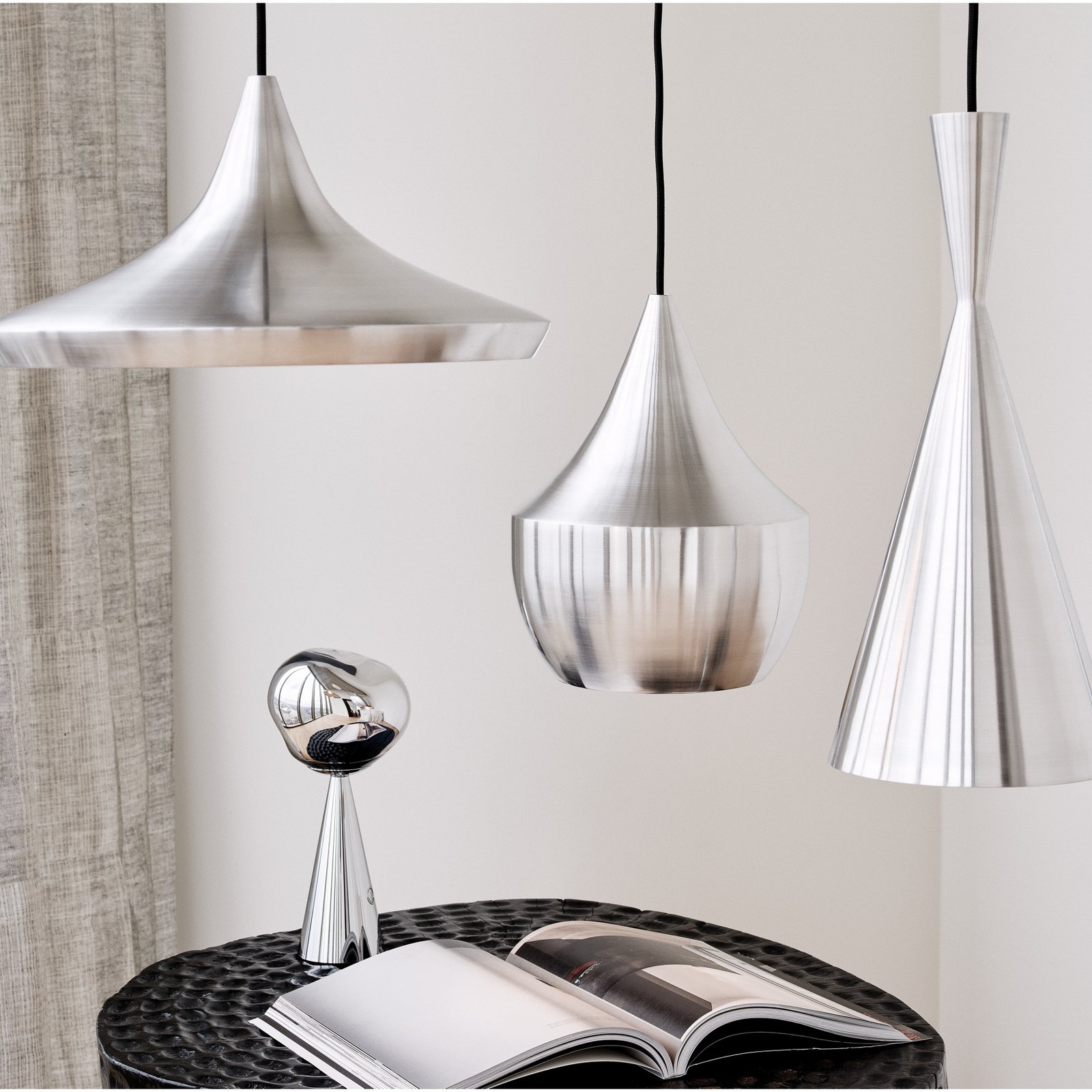 Tom Dixon LED hanging light Beat Wide Unbeaten, aluminium colour