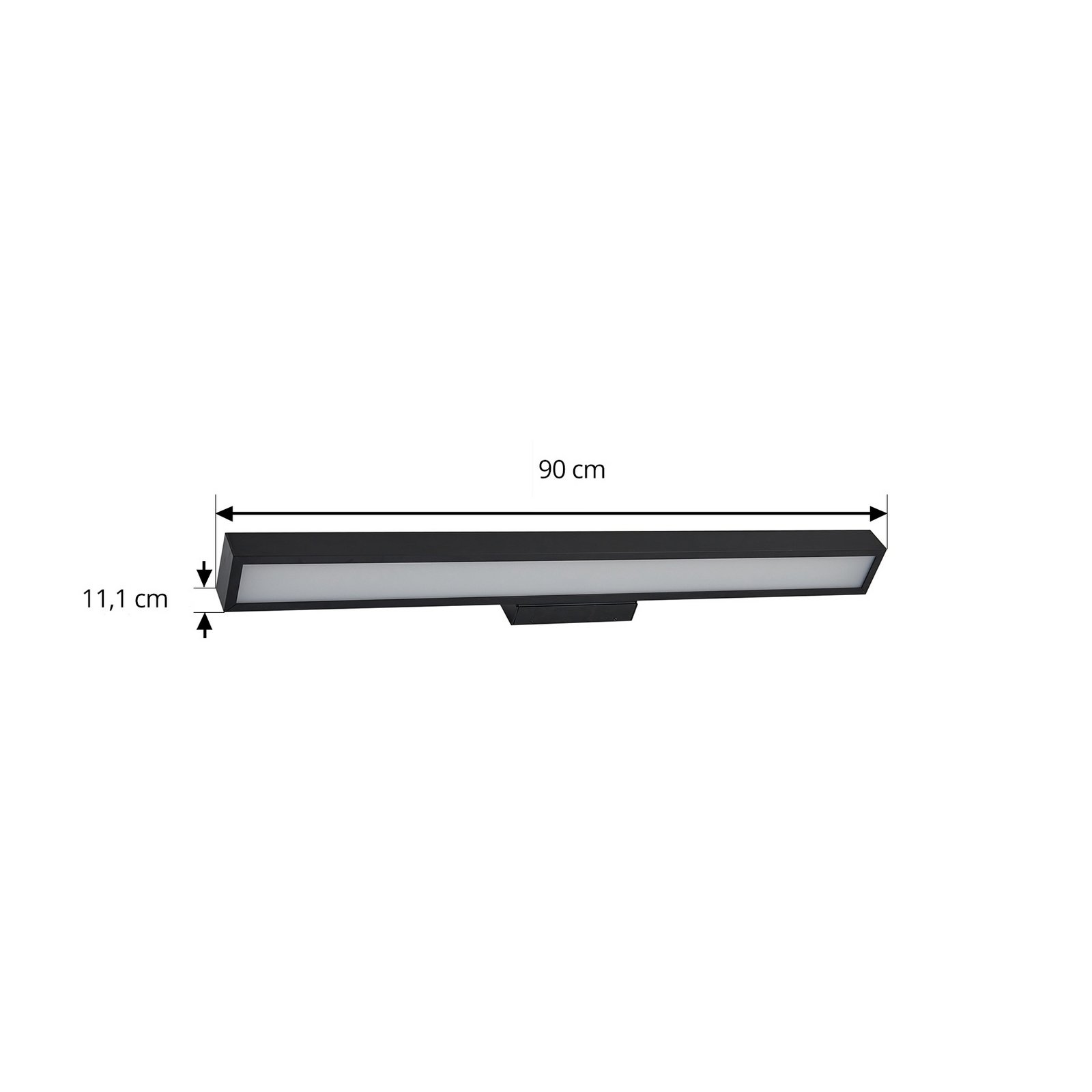 Lucande applique pour miroir LED Zafira, noir, aluminium, 90 cm, IP44