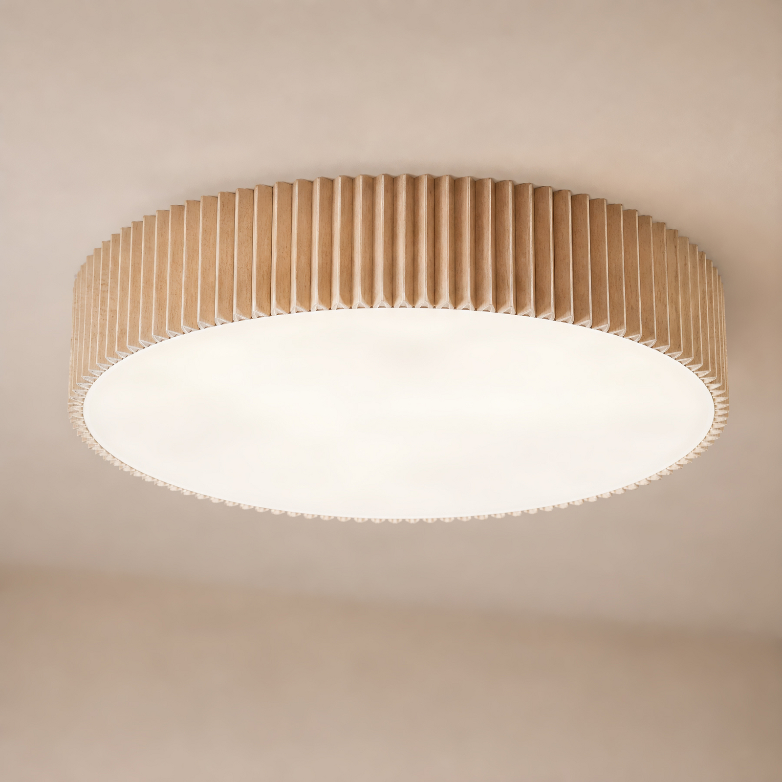 Lindby taklampe Zoey, Ø 52 cm, beige, lin