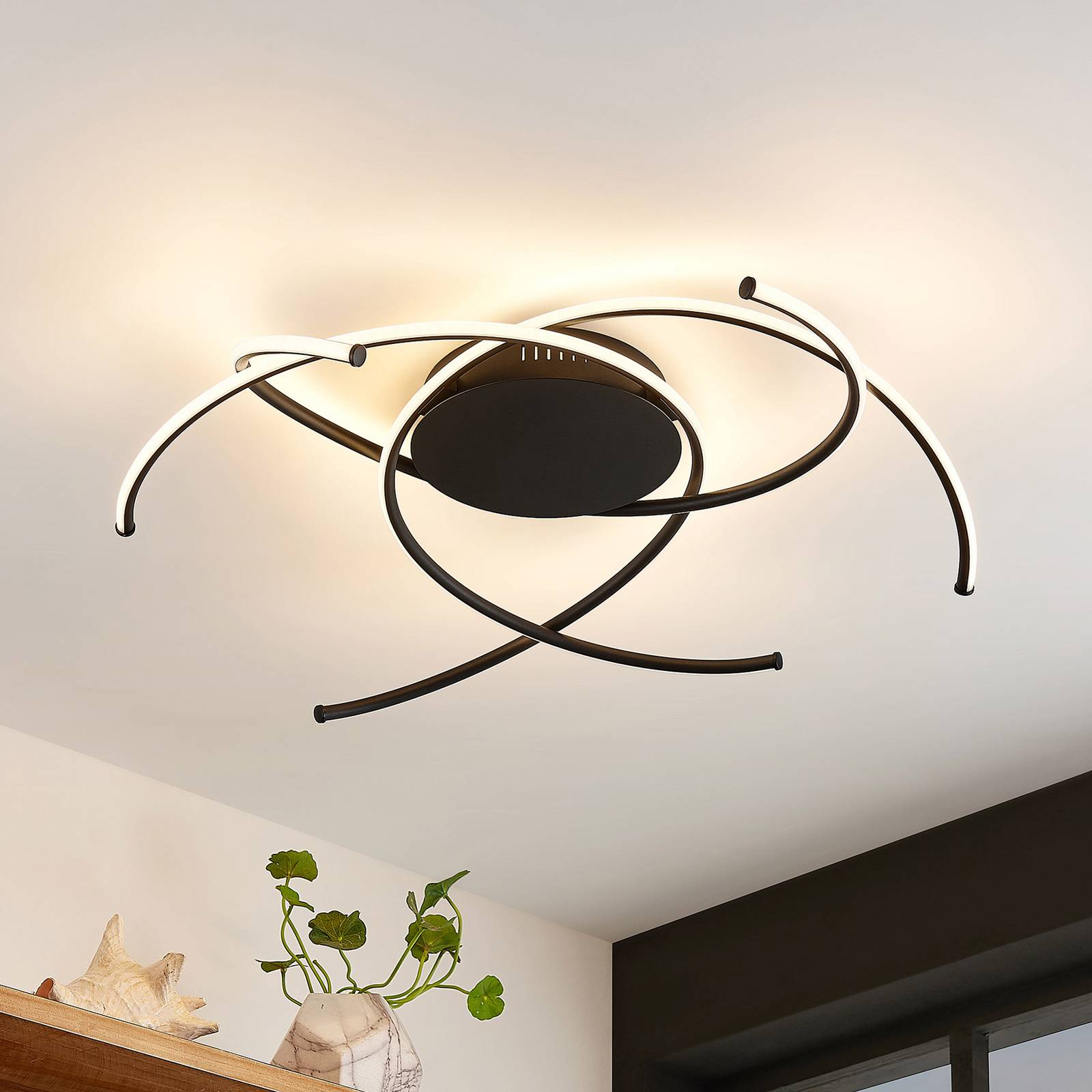 Photos - Chandelier / Lamp Lindby Yareli LED ceiling light, sand black 