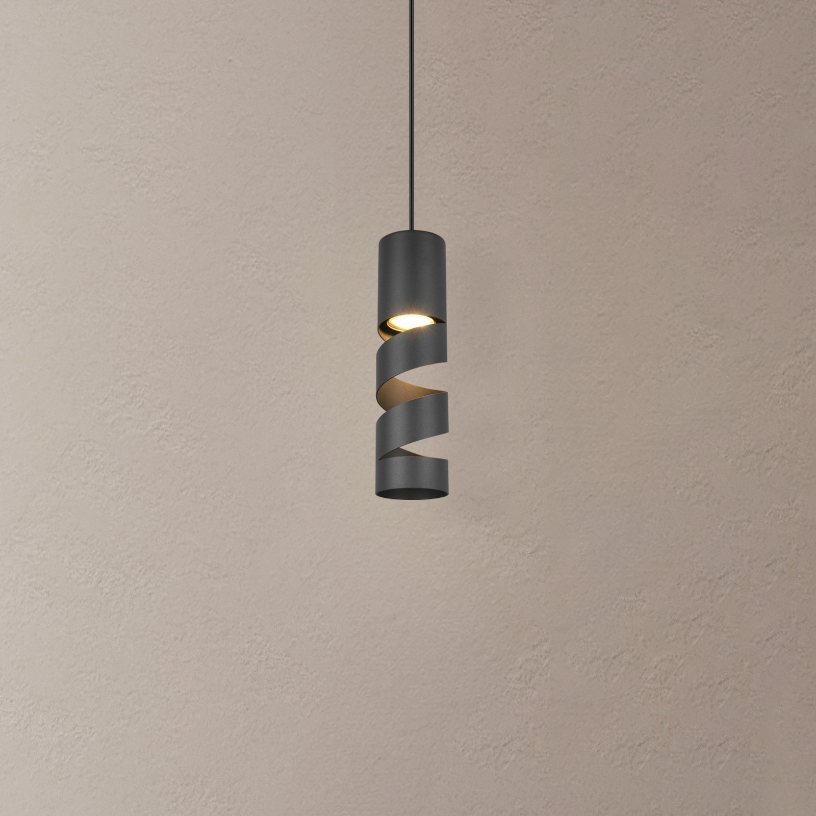 Stream hanglamp, zwart, Ø 8 cm, metaal, GU10