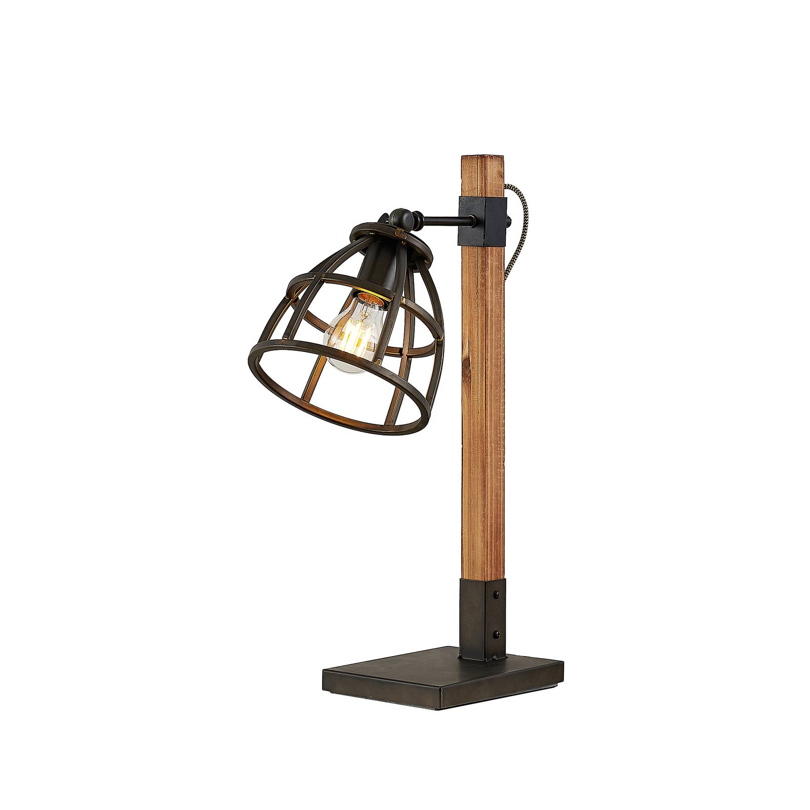Lindby Wooden Table Lamp - Living / Dining Room - Country House / Rustic - Black