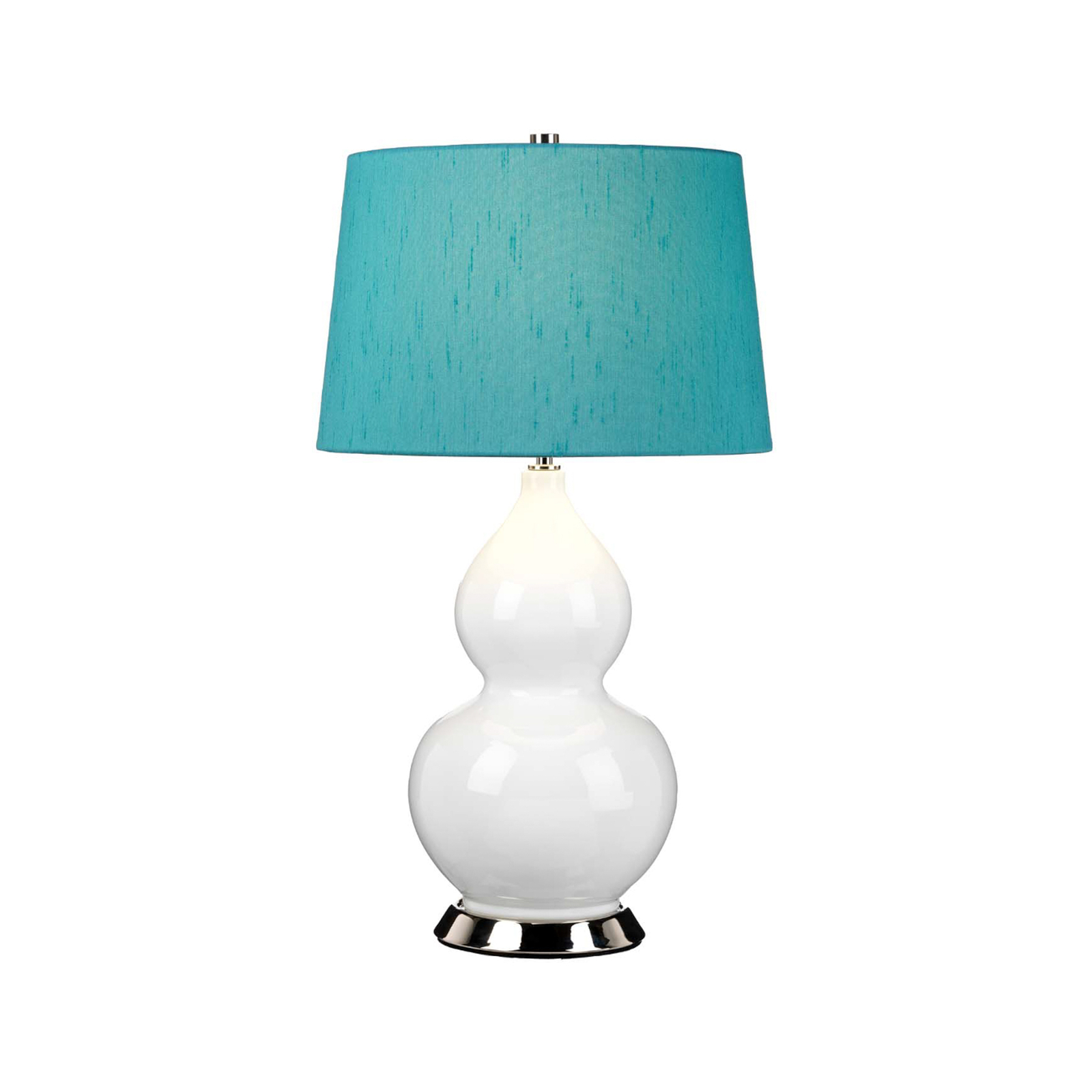 Isla polished nickel/turquoise textile table lamp