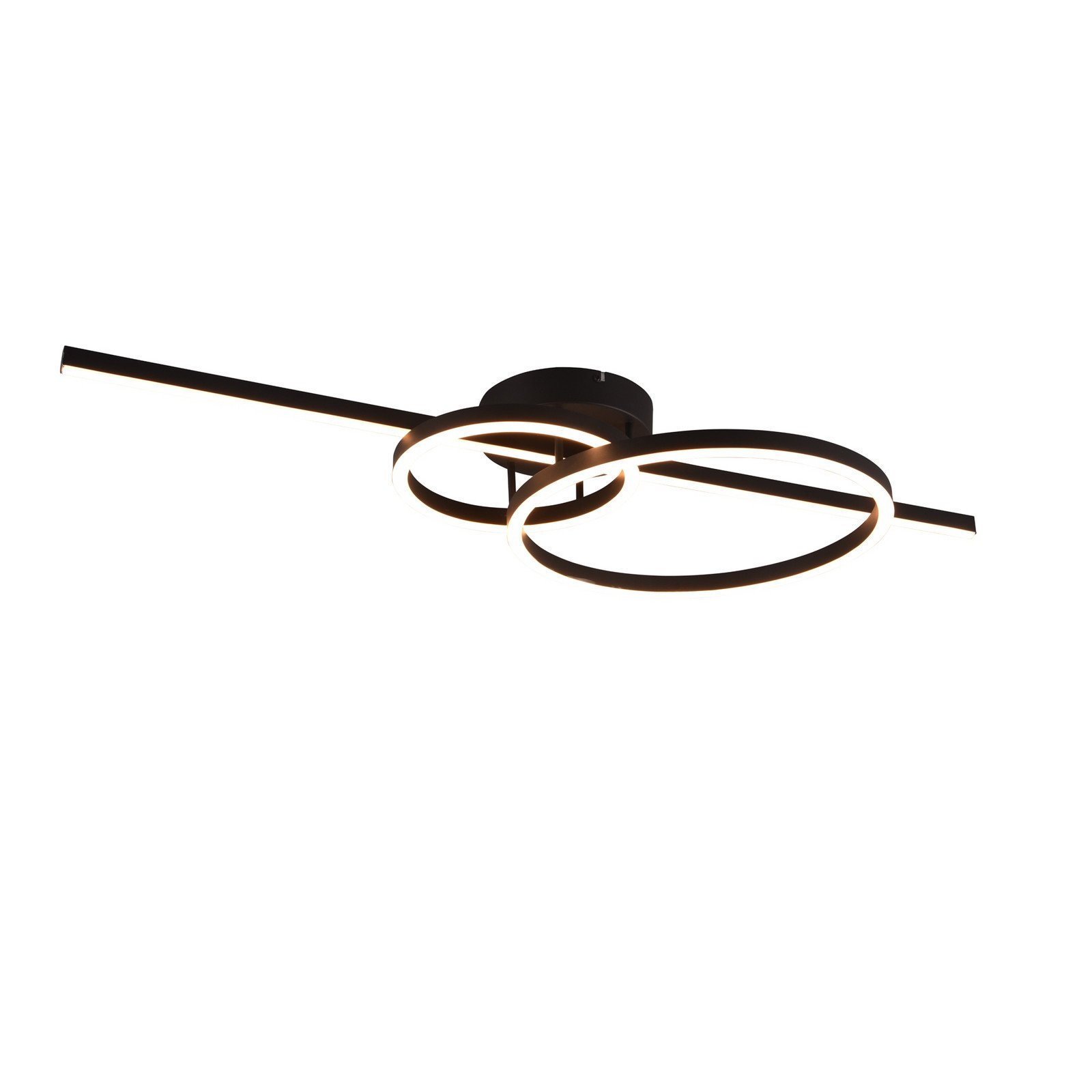 Trio Lighting Montilla plafonieră LED 3 becuri telecomandă negru - Camera de zi / sufragerie - modern - negru mat - Metal