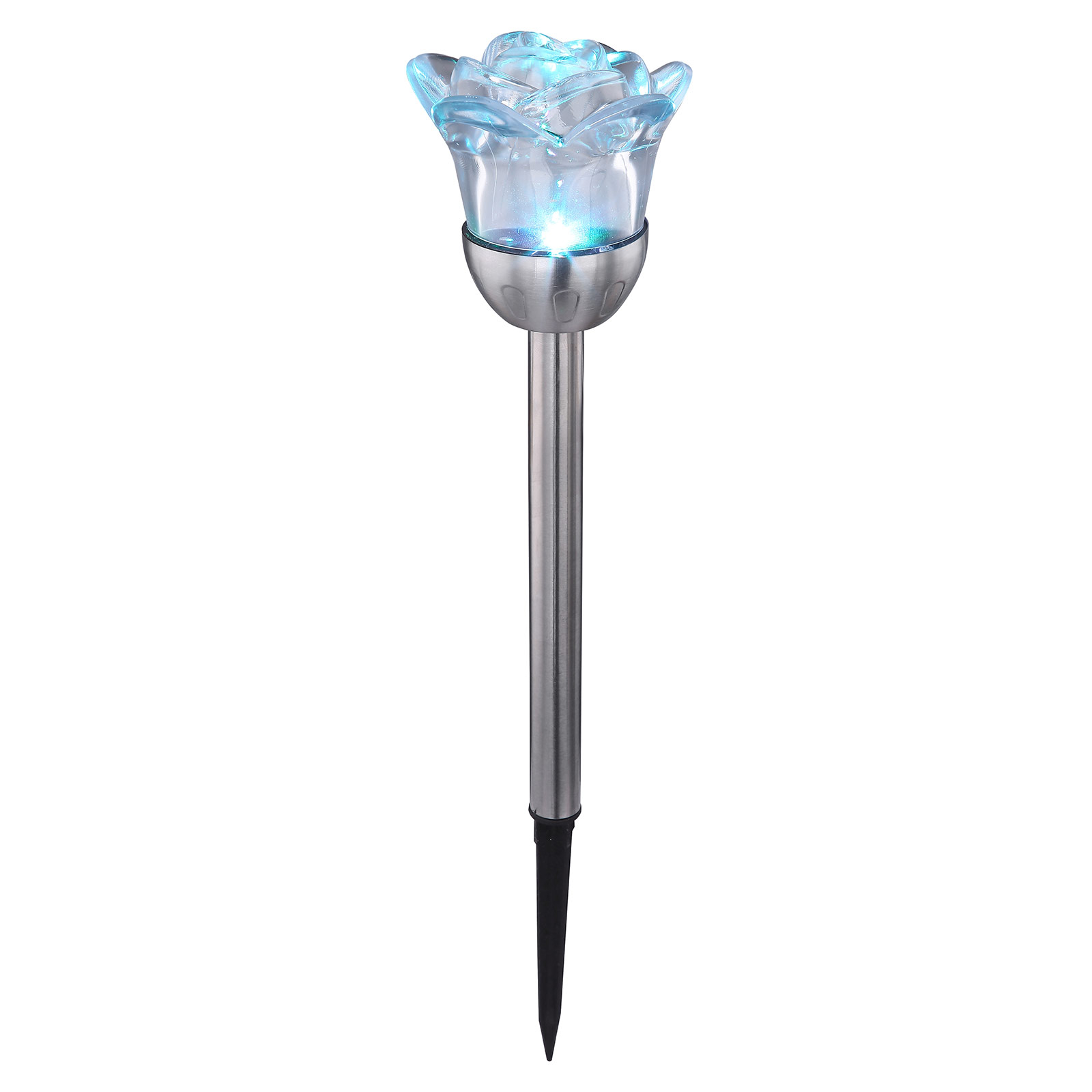 Globo 33973-2-RGB LED solar ground spike light, set of 2, stainless steel, plastic, LED, 0.06 W, H: 36 cm