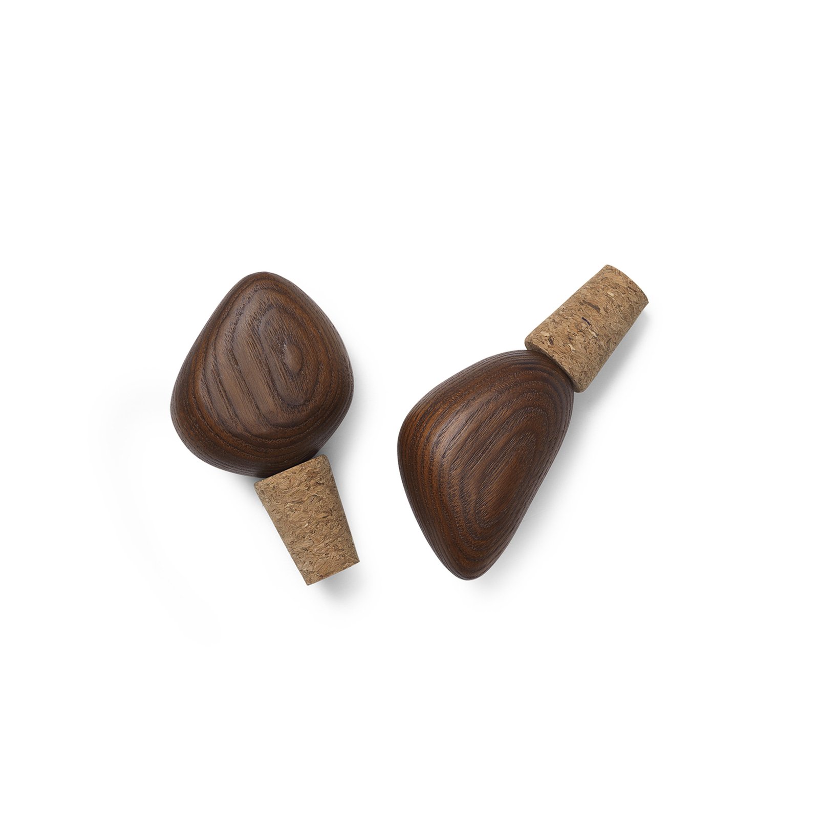 ferm LIVING wijnstop Cairn, bruin, hout, kurk, set van 2