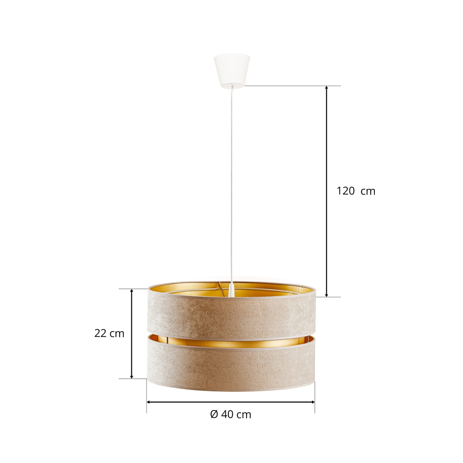 Duo hanging light, beige/gold, Ø 40 cm, 1-bulb