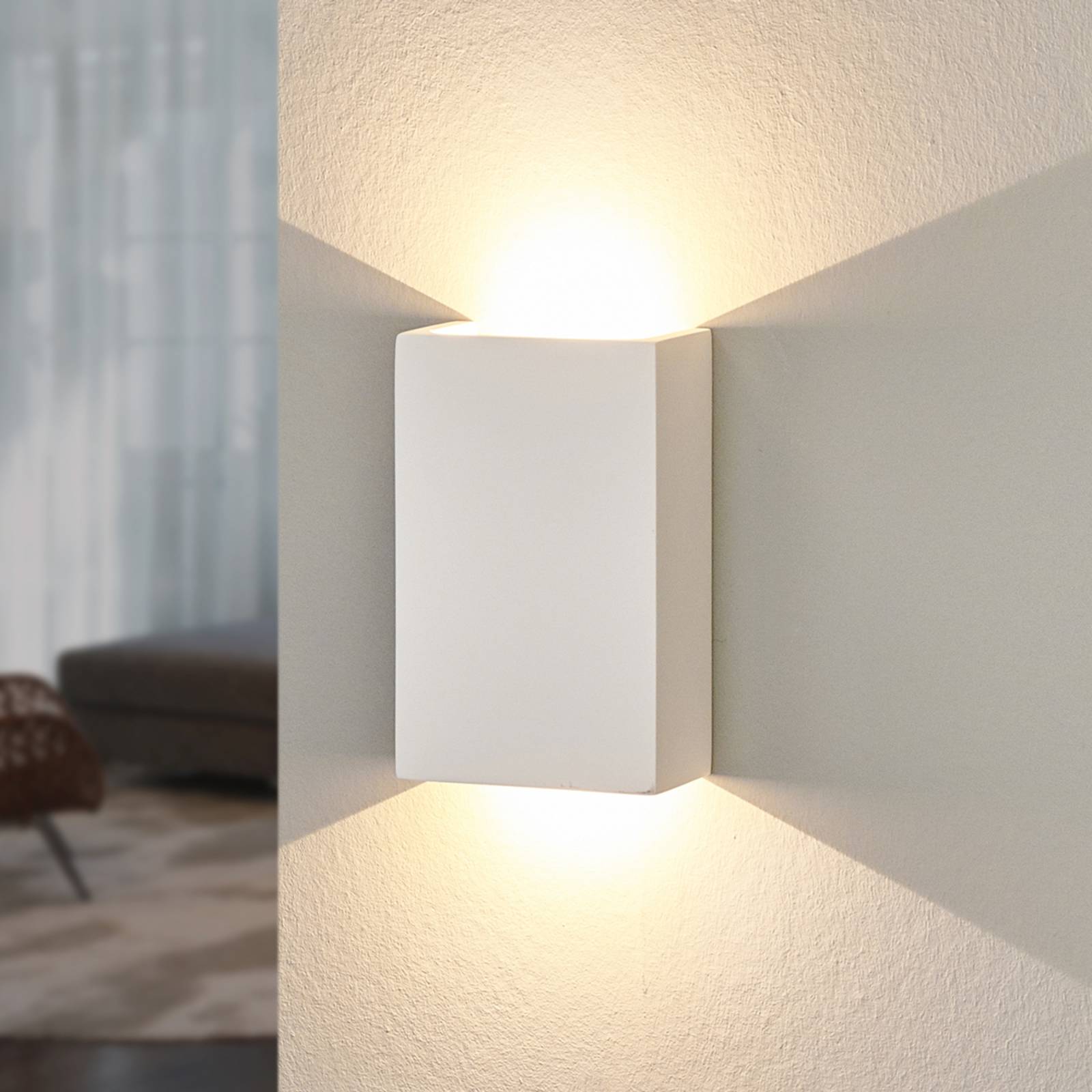 Zdjęcia - Żyrandol / lampa Lindby Kinkiet LED Fabiola z gipsu, wysokość 16 cm 