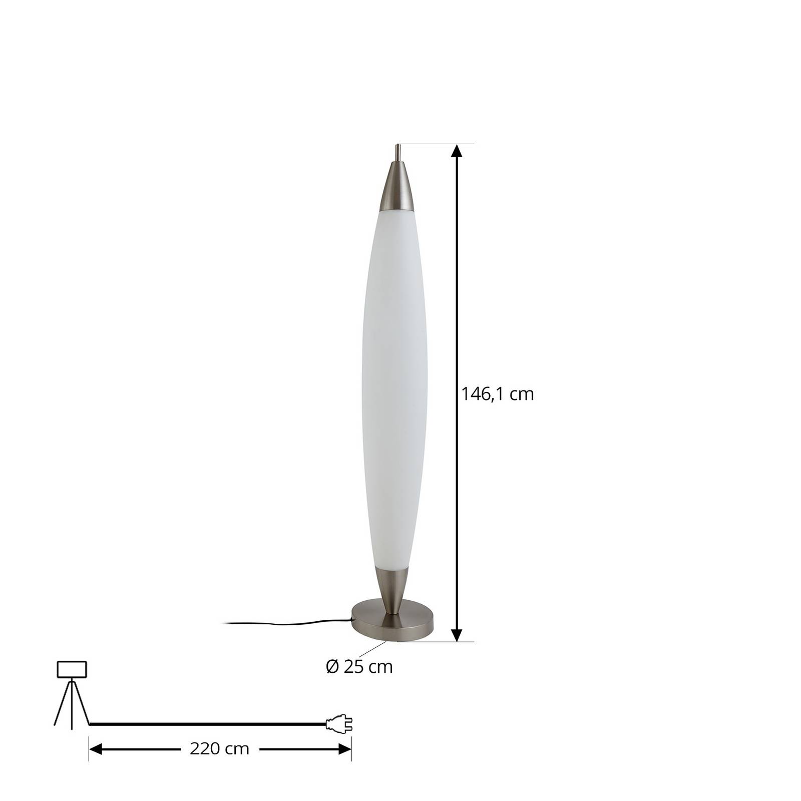 Lampa stojąca LED Lucande Tarell, biały/nikiel, wysokość 146 cm