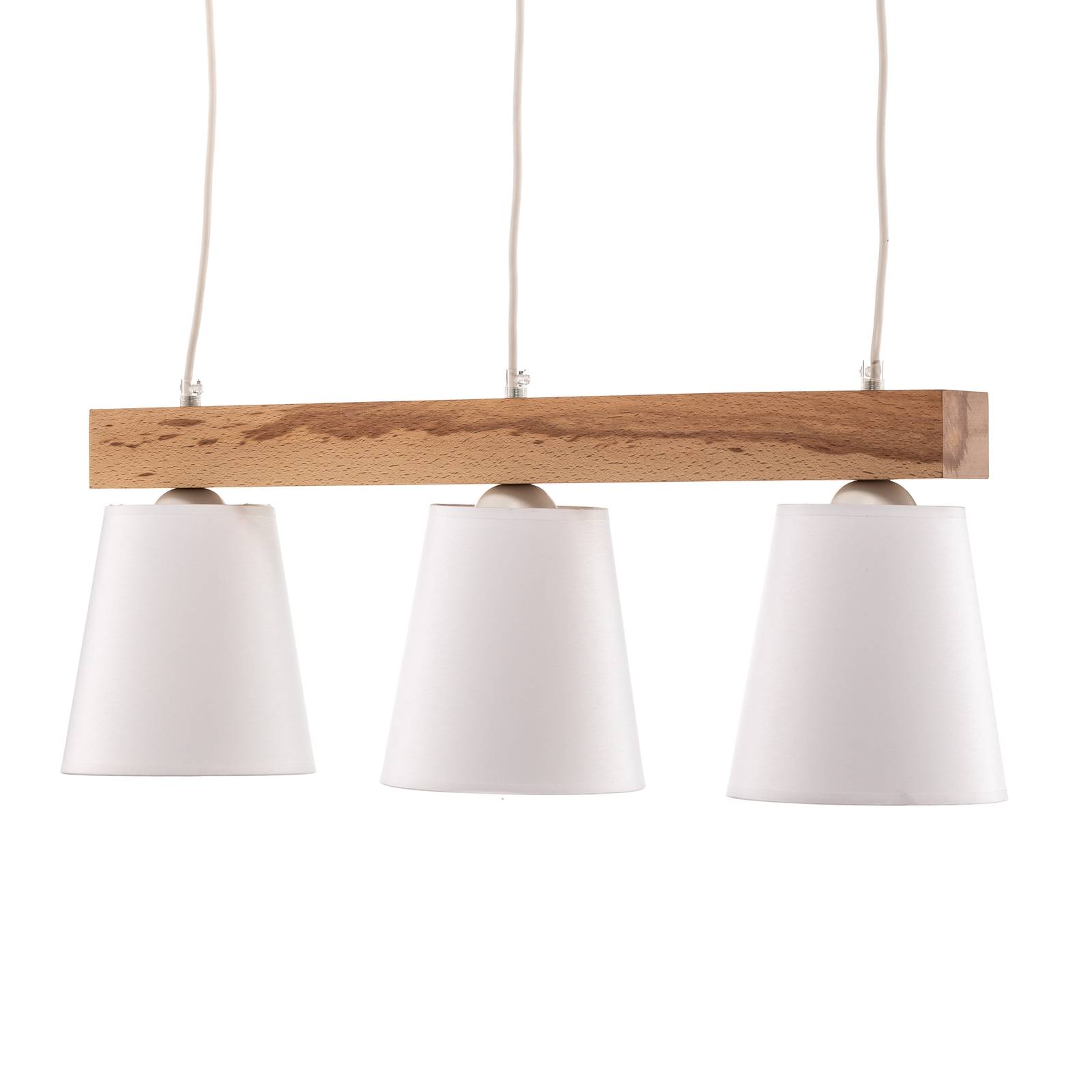 Lampa wisząca Aldonn z tekstylnym kloszem, 3-punktowa