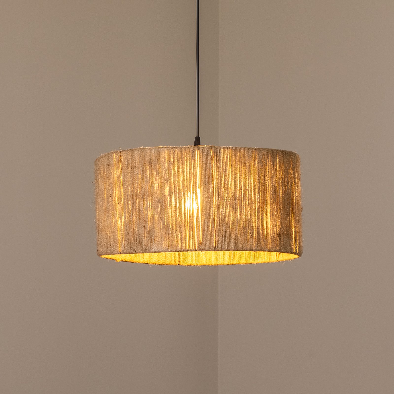 Hängeleuchte Afra, hellbraun, Seil, Ø 40 cm