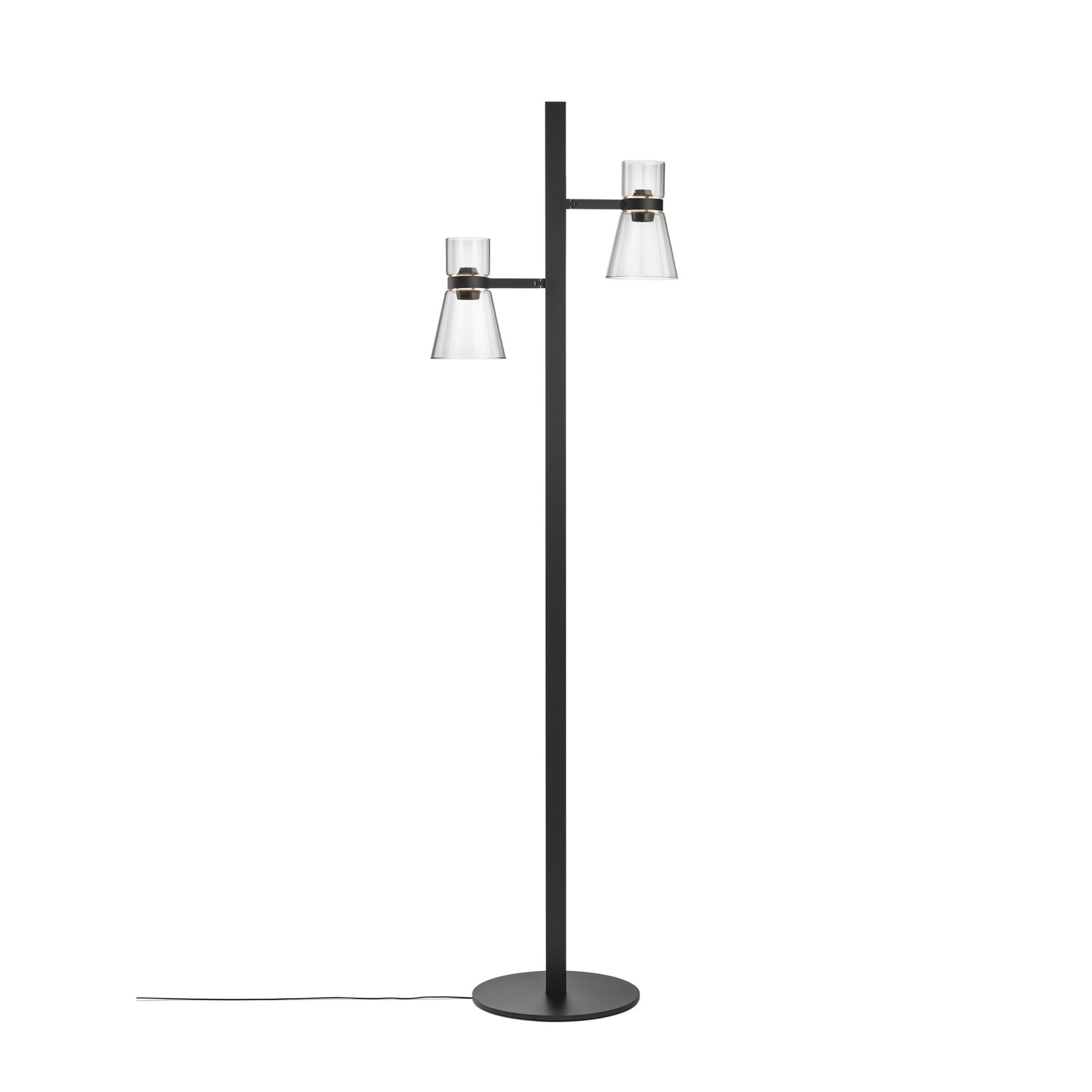 Lampada LED da pavimento Nocturne F2 Cone, nera, a 2 luci, 206 cm - FLOS