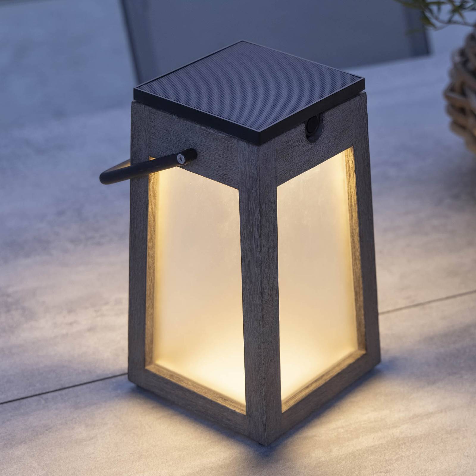 Les Jardins Tecka LED solar lantern portable, Duratek 25 cm - Solar Light - dimmable - Brown