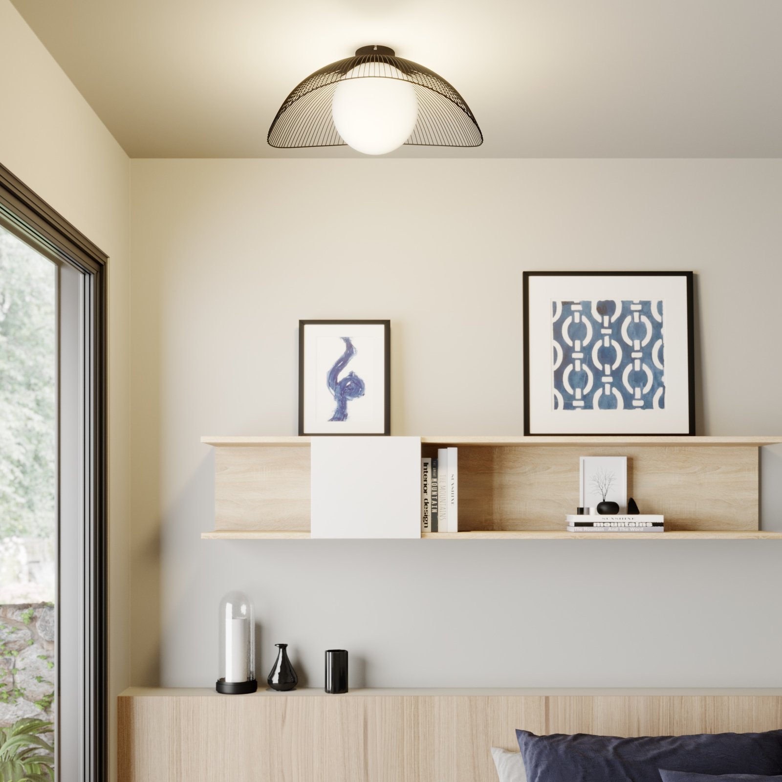 Fabronia Taklampe Opal/Black - Lindby