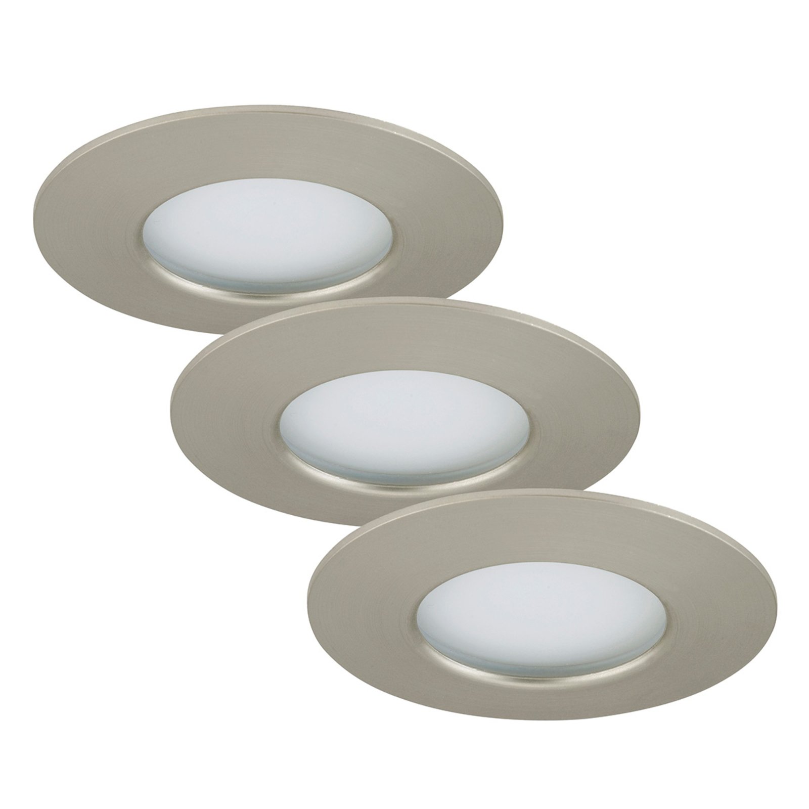 Set di 3 downlight LED Nikas IP44 nichel