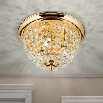 Lustre - Plafonnier en Cristal Moderne, Mini Plafonnier en Cristal Doré E27  Abat-Jour