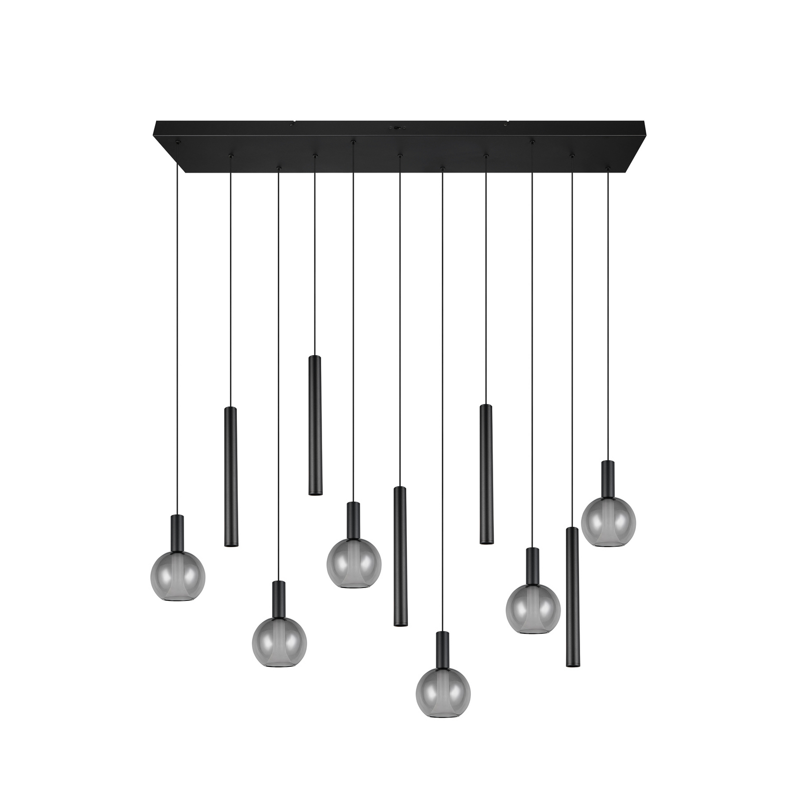 LED piekaramā lampa „Melaro“, garums 120 cm, melna, metāls/stikls, 11 spuldzes LED piekaramā lampa „Melaro“, garums 120 cm, melna, metāls/stikls, 11 spuldzes