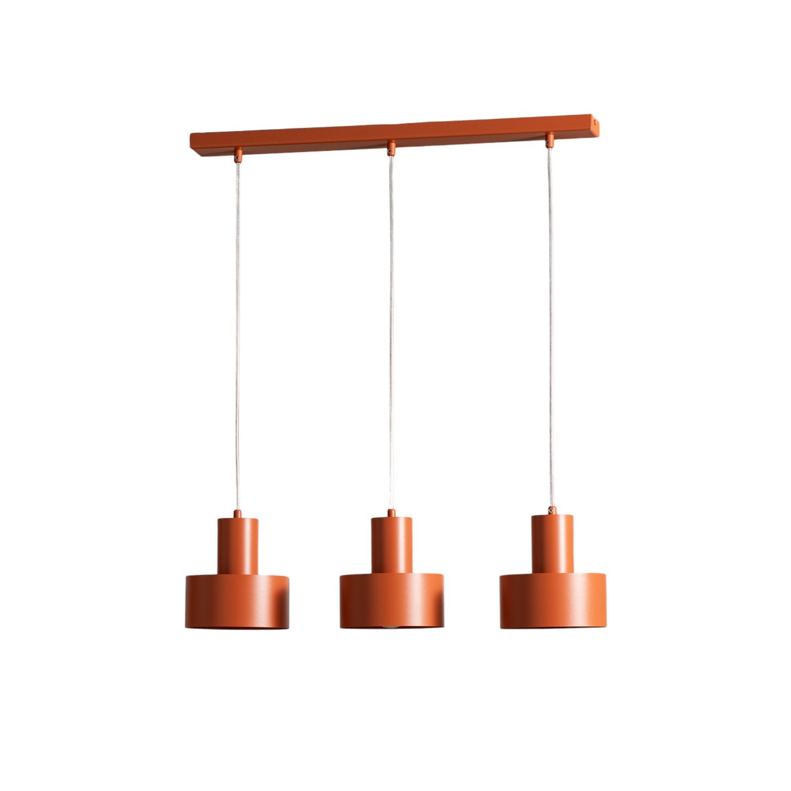 Rif 3 pendant light, brick red, 3-bulb, linear, steel