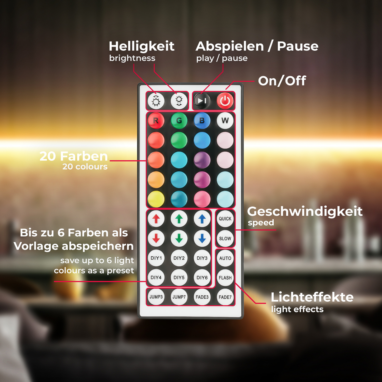 LED-nauha Fly USB, pituus 5 m, RGBW, kaukosäädin LED-nauha Fly USB, pituus 5 m, RGBW, kaukosäädin