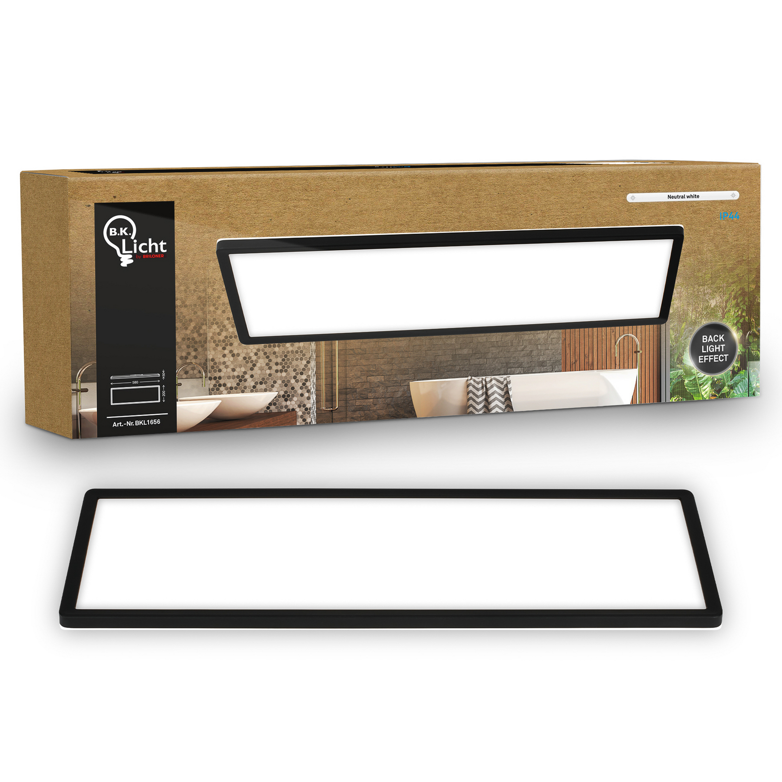 LED paneel Shallow aan/uit, 58 x 20 cm, zwart, 840 achtergrondverlichting