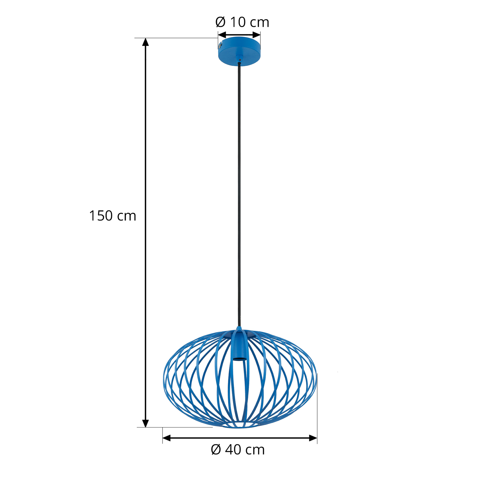 Lindby hanglamp Maivi, blauw, 40 cm, ijzer, kooi
