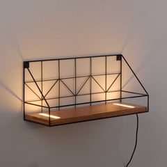 Kinkiet LED z drewnianą półką, 45x15cm