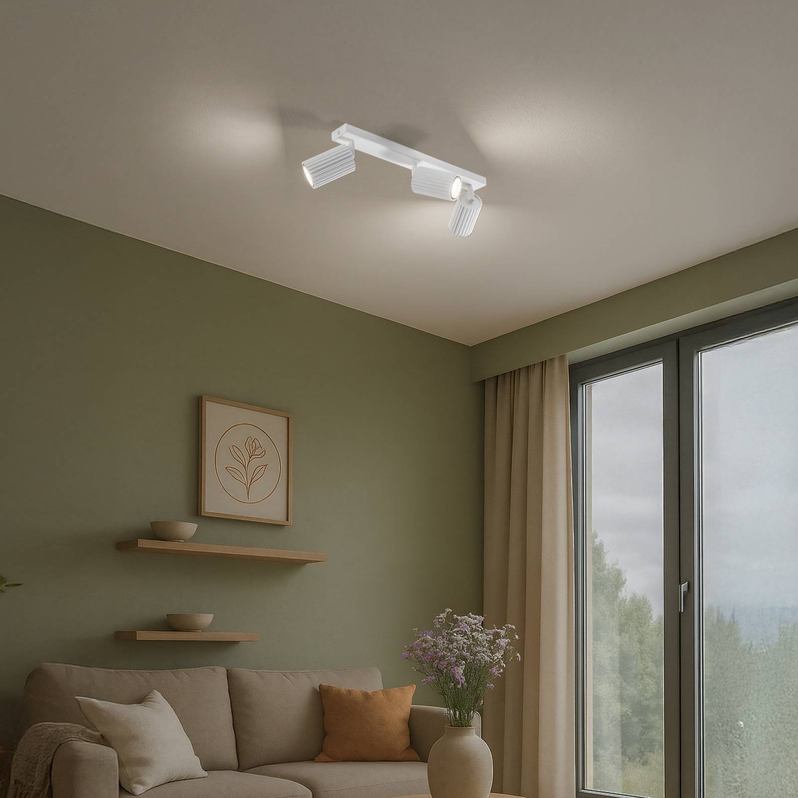 Deckenstrahler Karbon, weiß, Länge 45 cm, Aluminium, 3-flg. günstig online kaufen