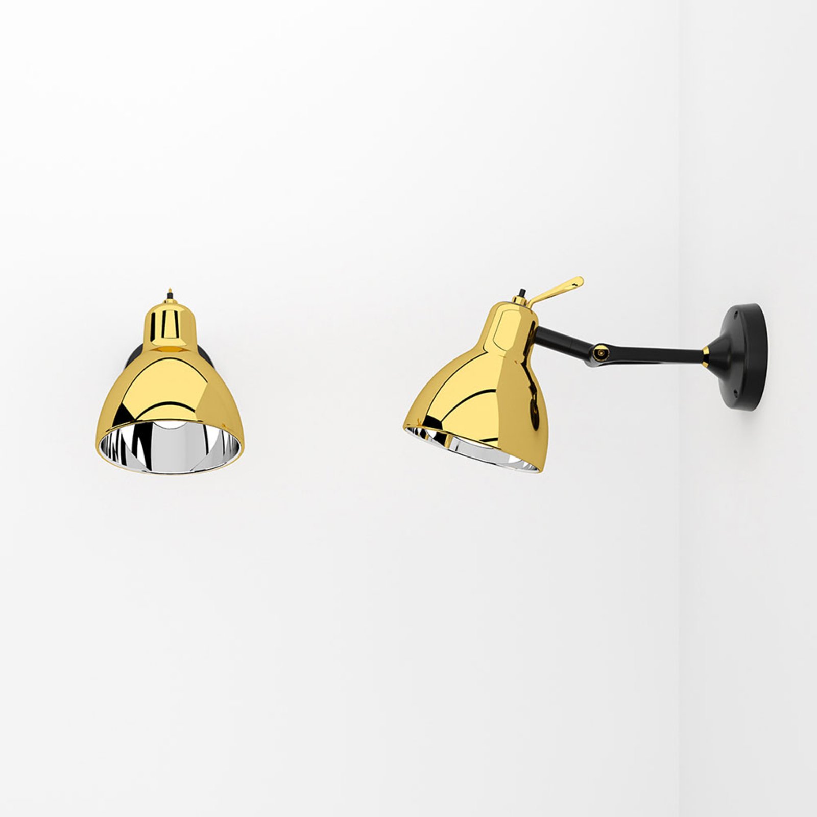 Luxy H0 Glam wall lamp, black/gold, glass - Rotaliana