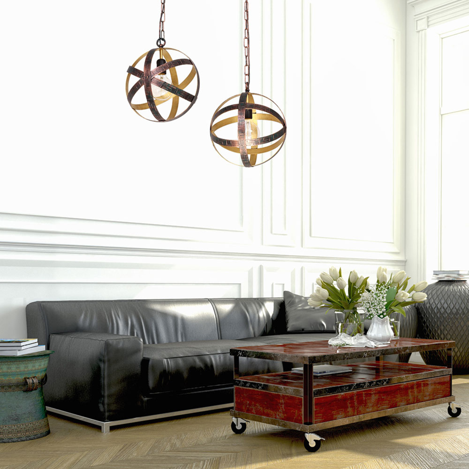 Pasco hanging light, two-bulb