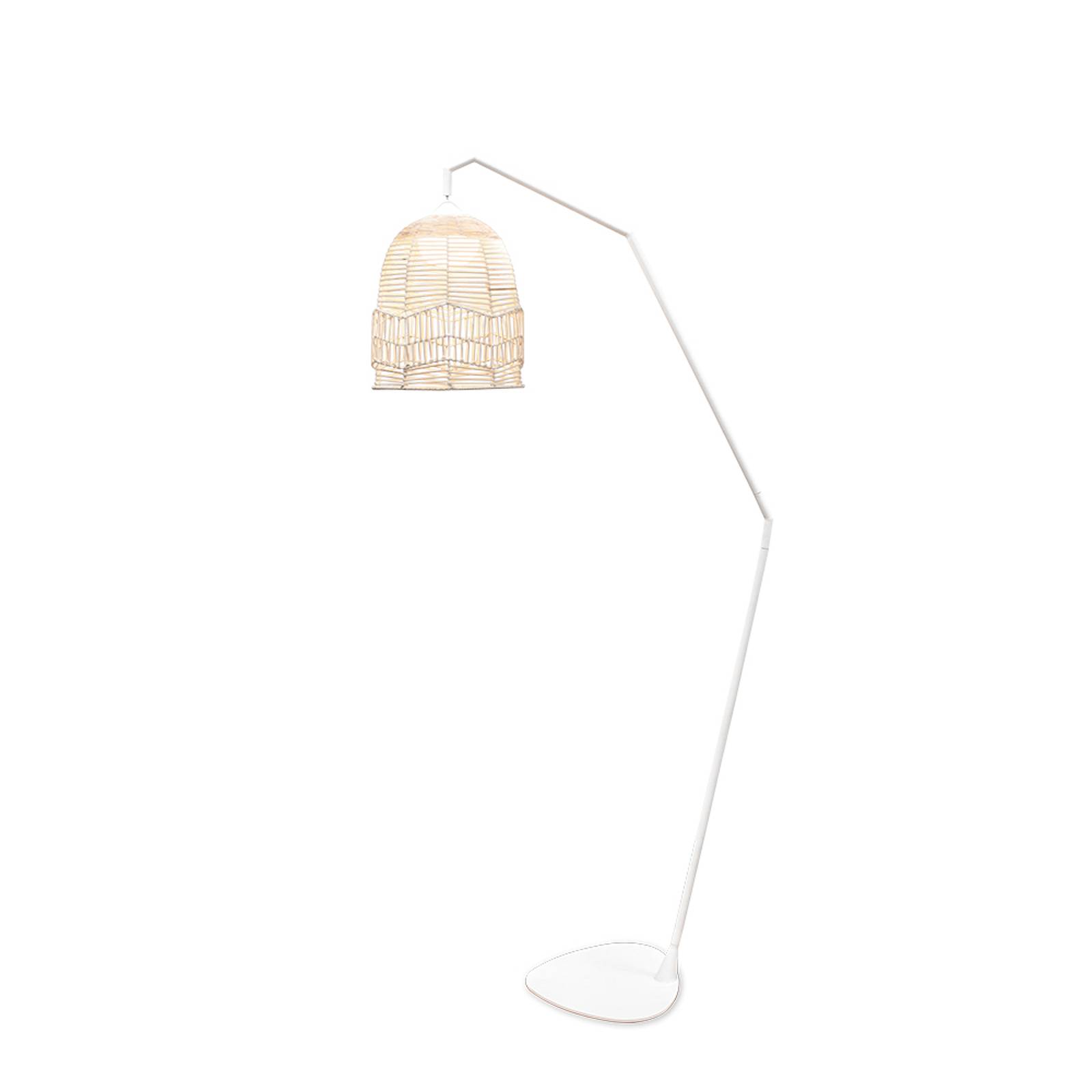 Newgarden Santorini LED floor lamp, indoor/outdoor, for Living / Dining Room, natural fibre, metal, 9 W, L: 35 cm, W: 52.3 cm, H: 163.3 cm