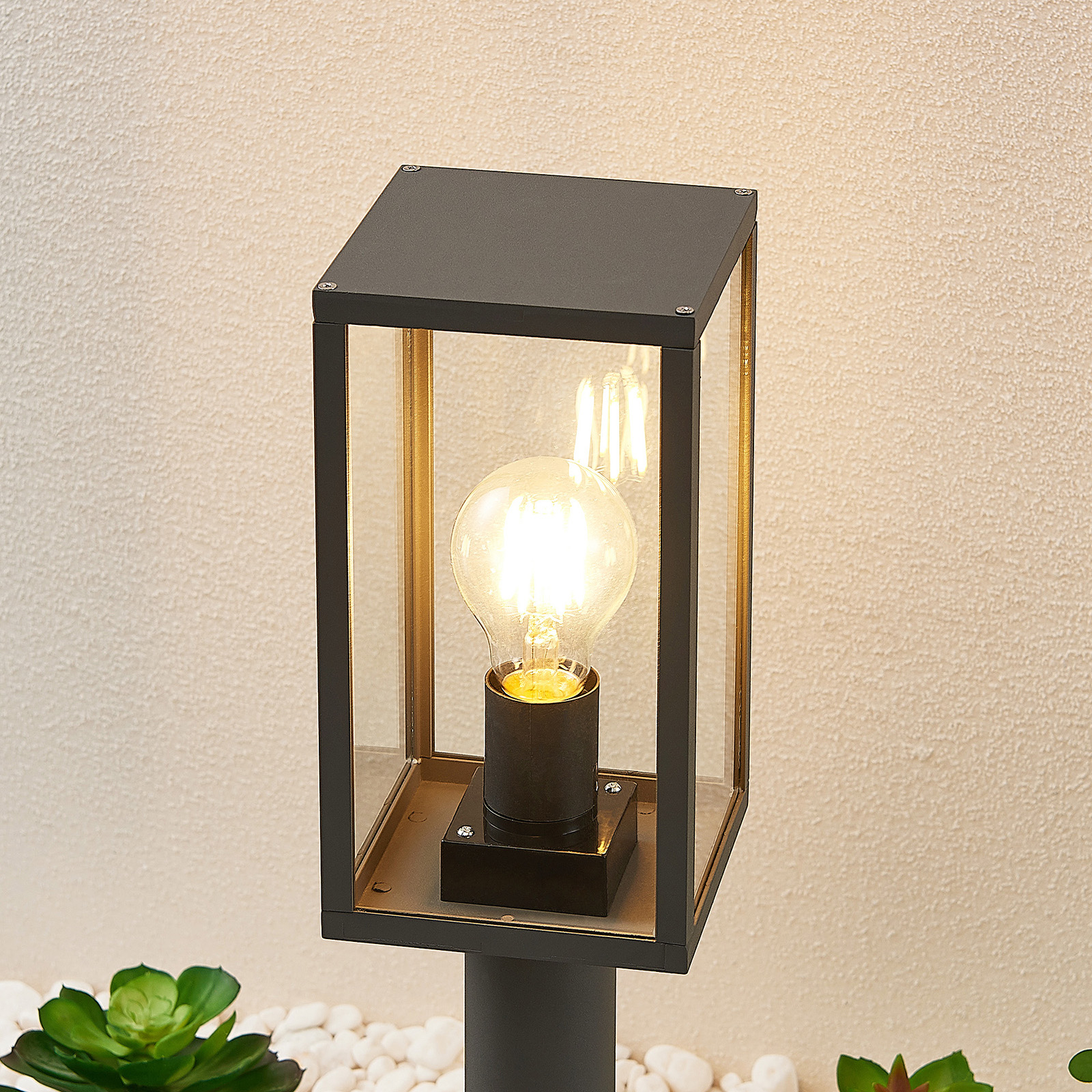 Lindby Filimon sockellampa, mörkgrå, E27