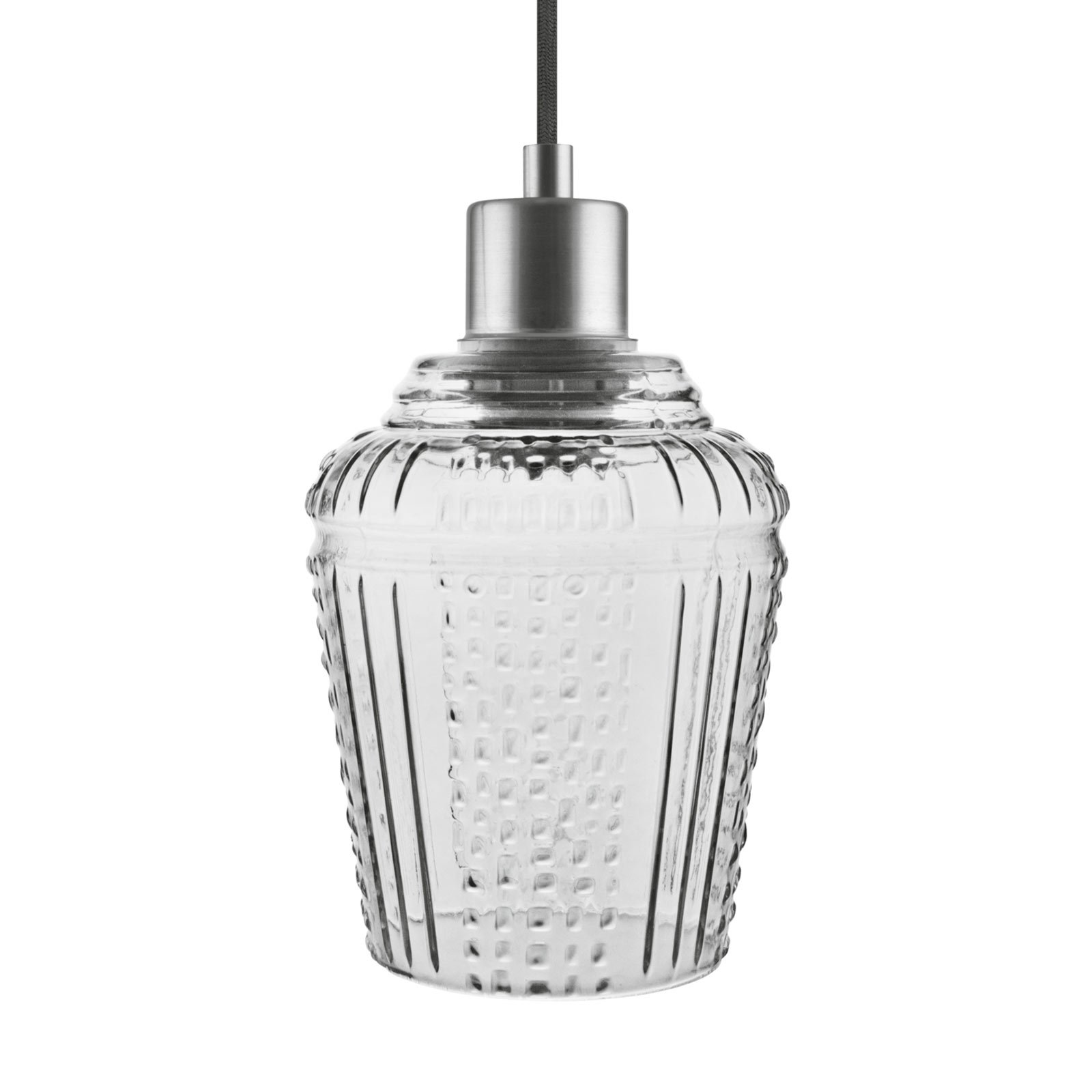 LEDVANCE Vintage 1906 Carved Pendant Jar grey, for Living / Dining Room, glass, E27, 40 W, energy efficiency: A++