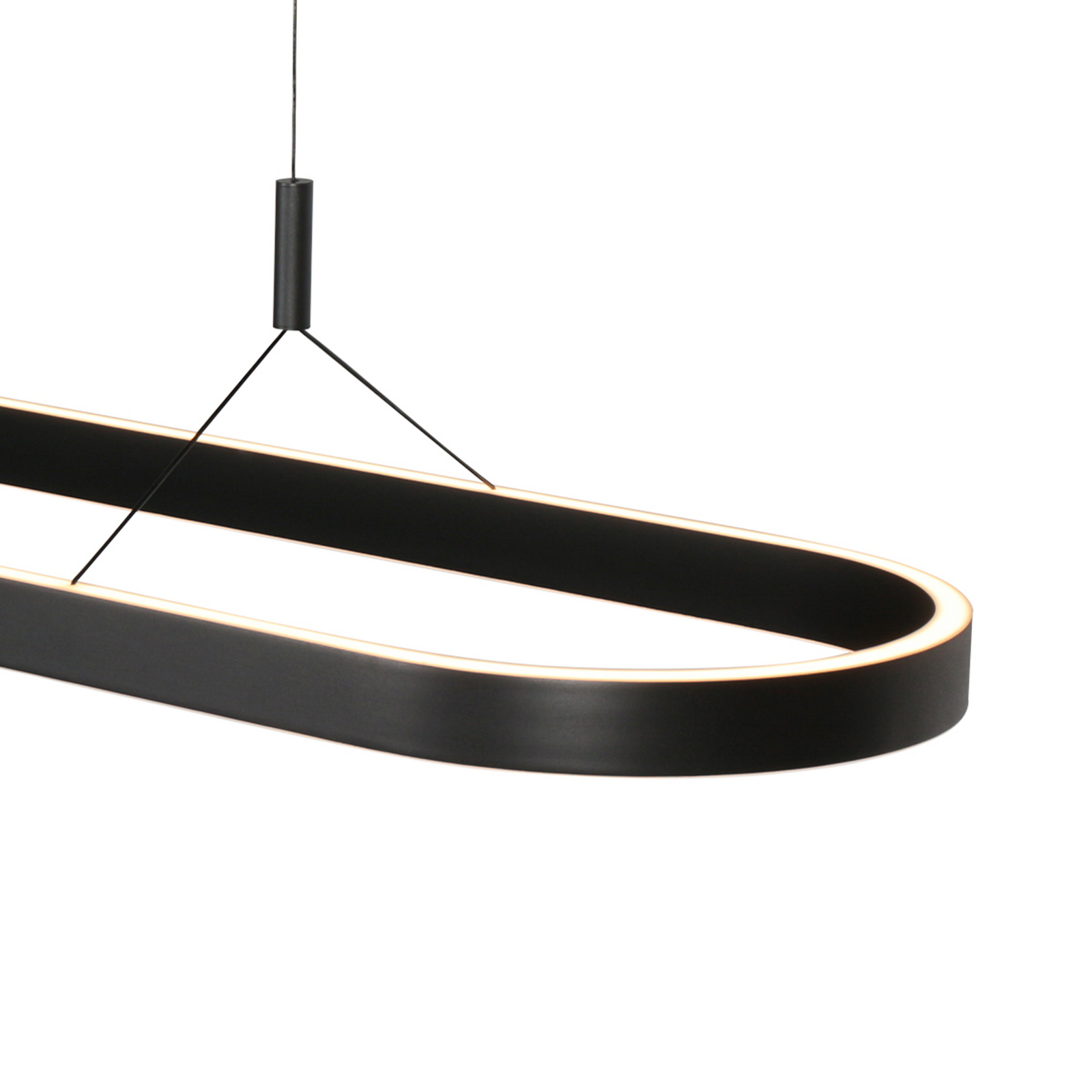 Lampada LED a sospensione Mykty, nera, lunghezza 120 cm, metallo, a 2 luci.