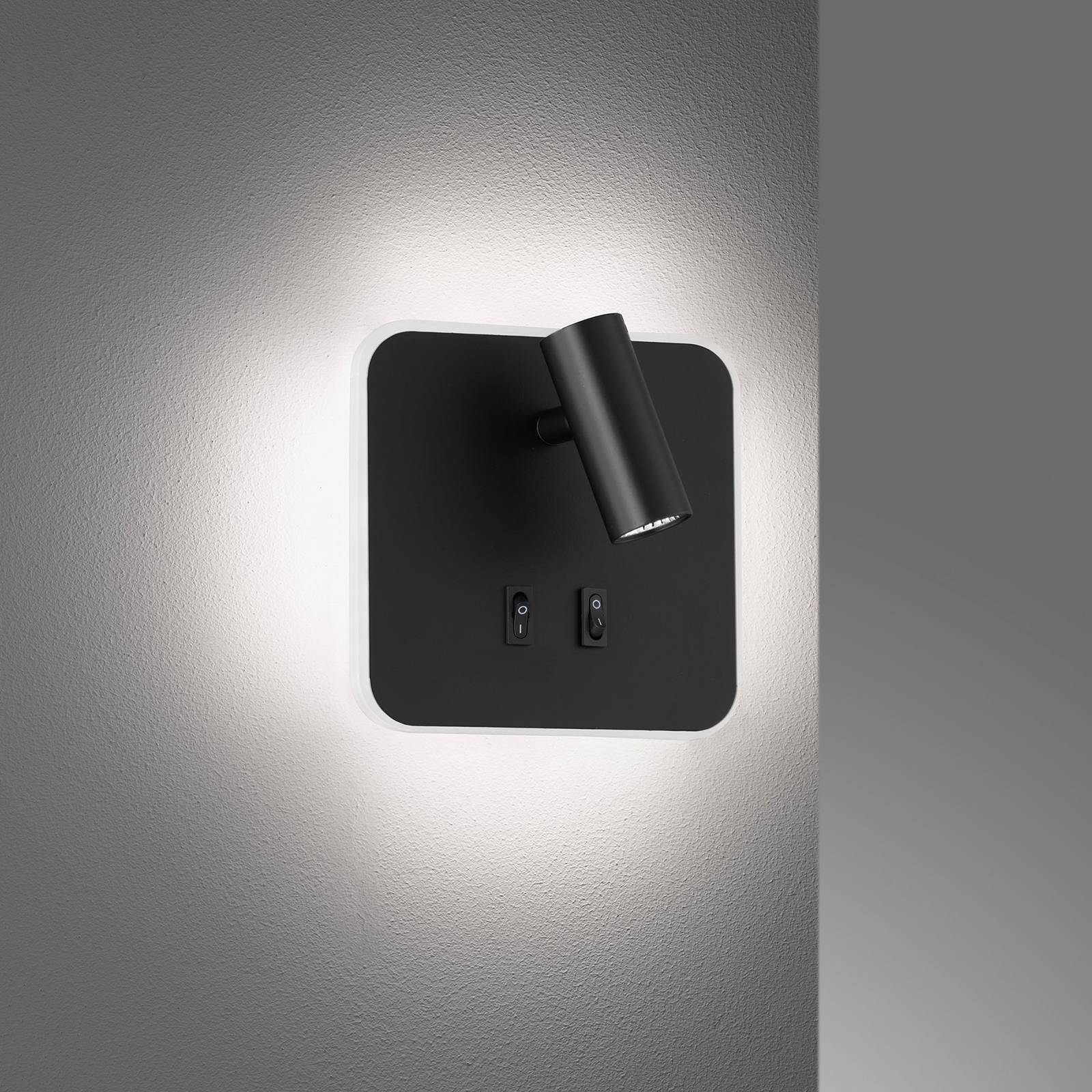Applique LED Mila avec 2 interrupteurs, noir mat