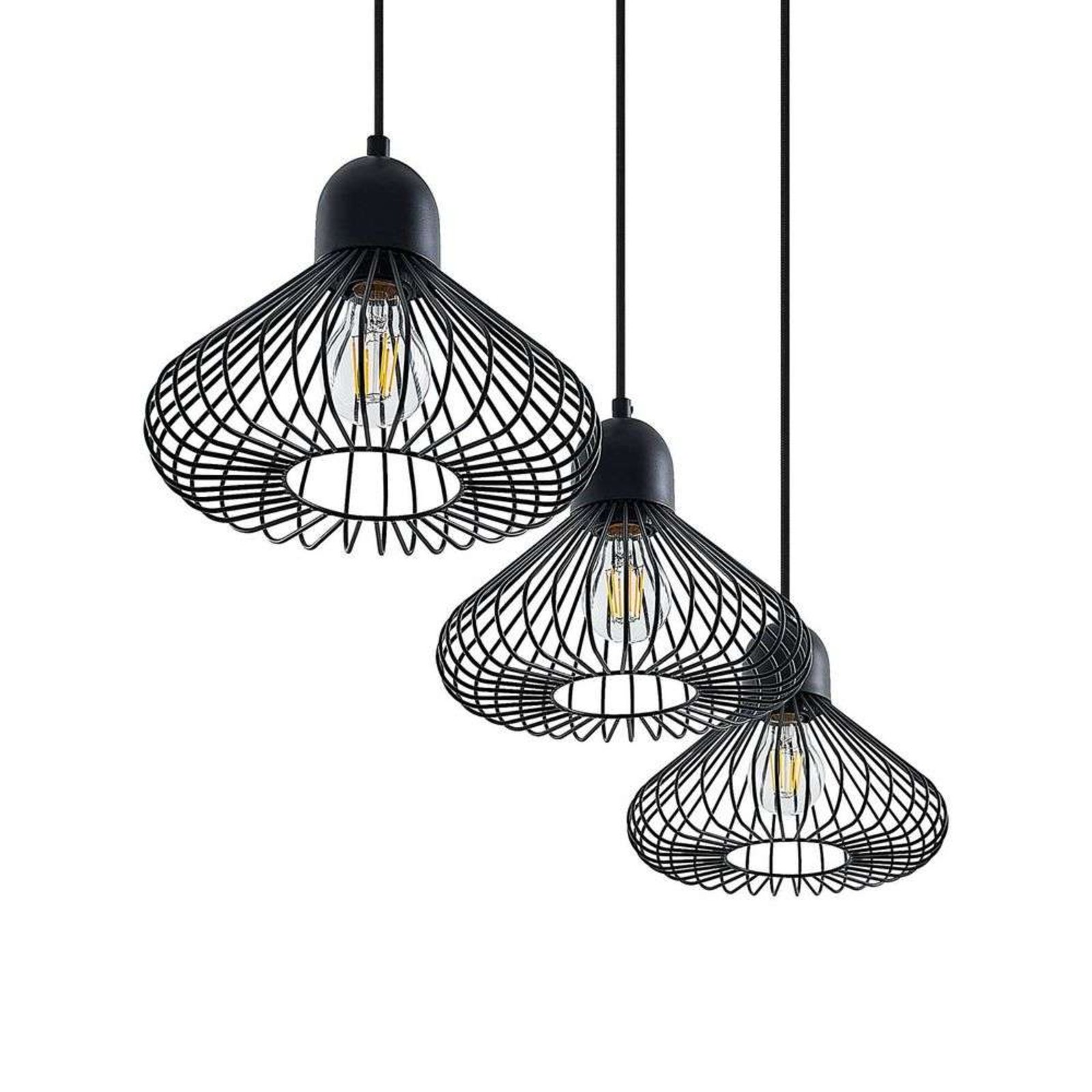 Metehan 3 Lampada a Sospensione Black - Lindby