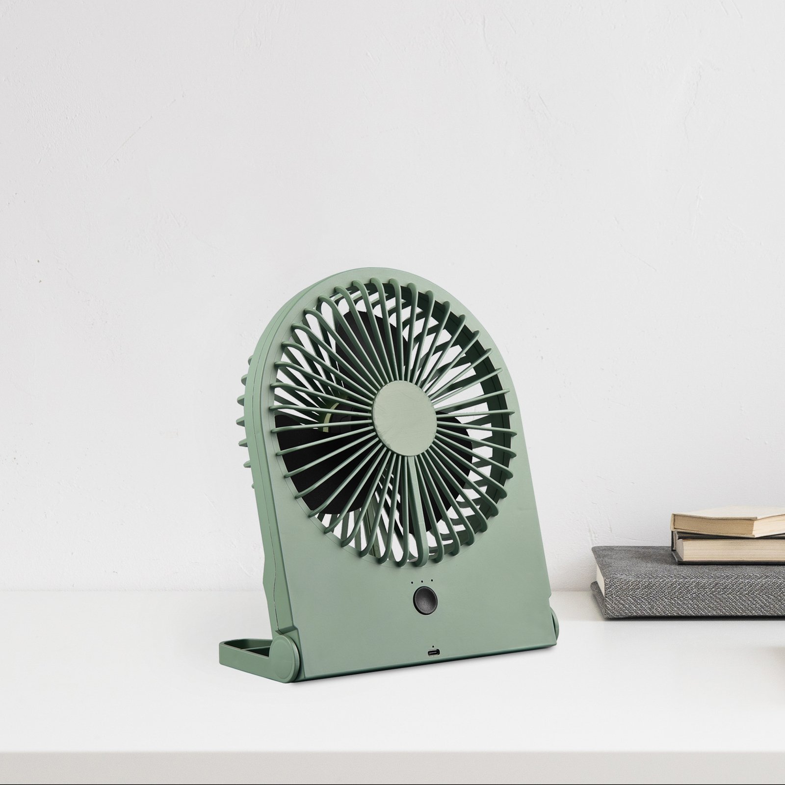 Ventilateur de table à batterie Breezy, vert pistache, silencieux
