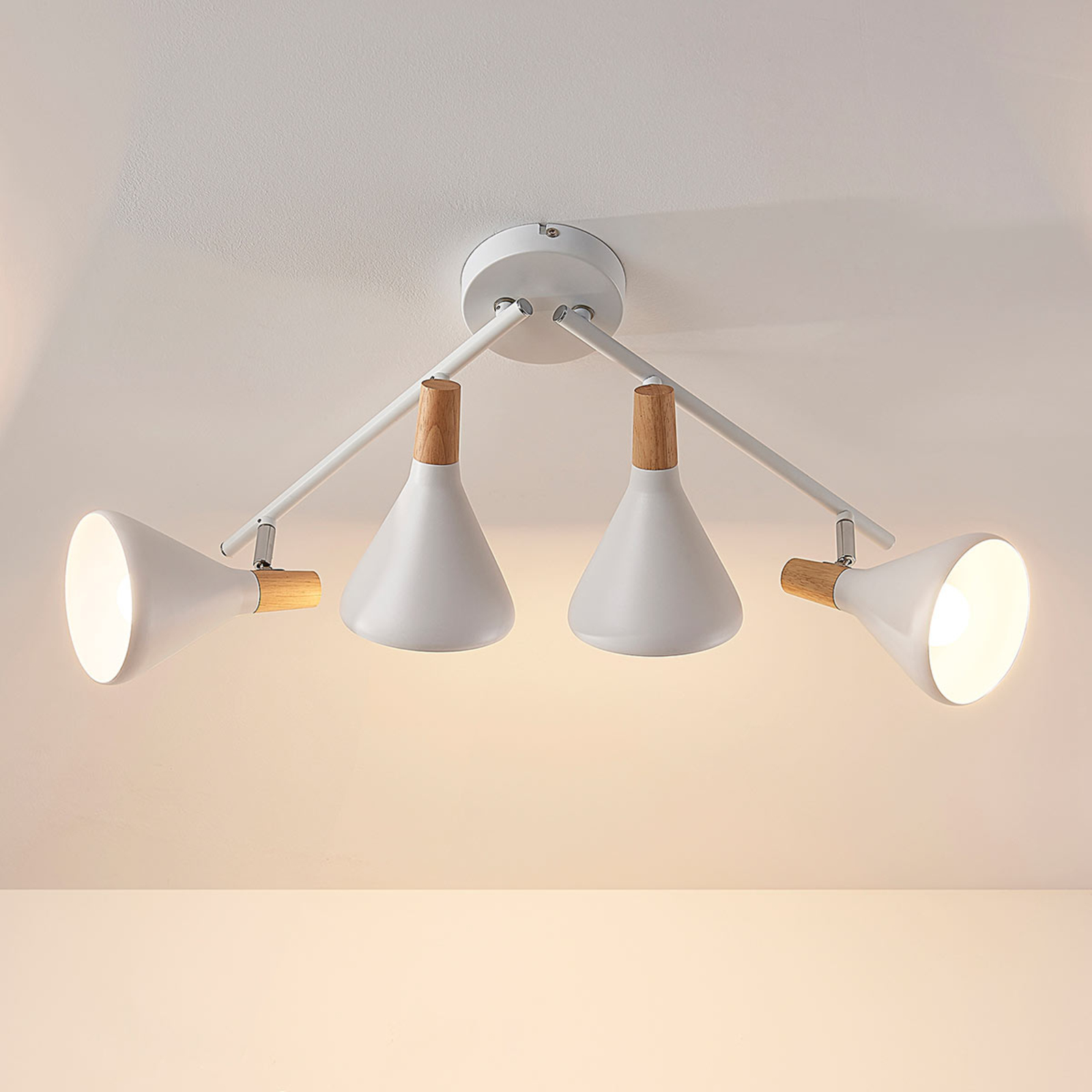 Arina ceiling lamp in white, 4-bulb