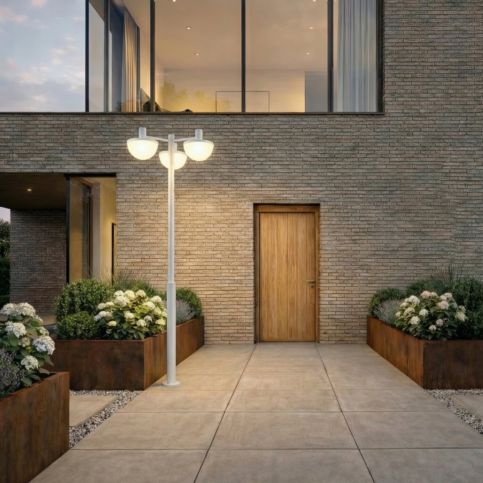 Toras LED-utomhuslampa, CCT, dimbar, ljusgrå, 3 lampor – Lucande