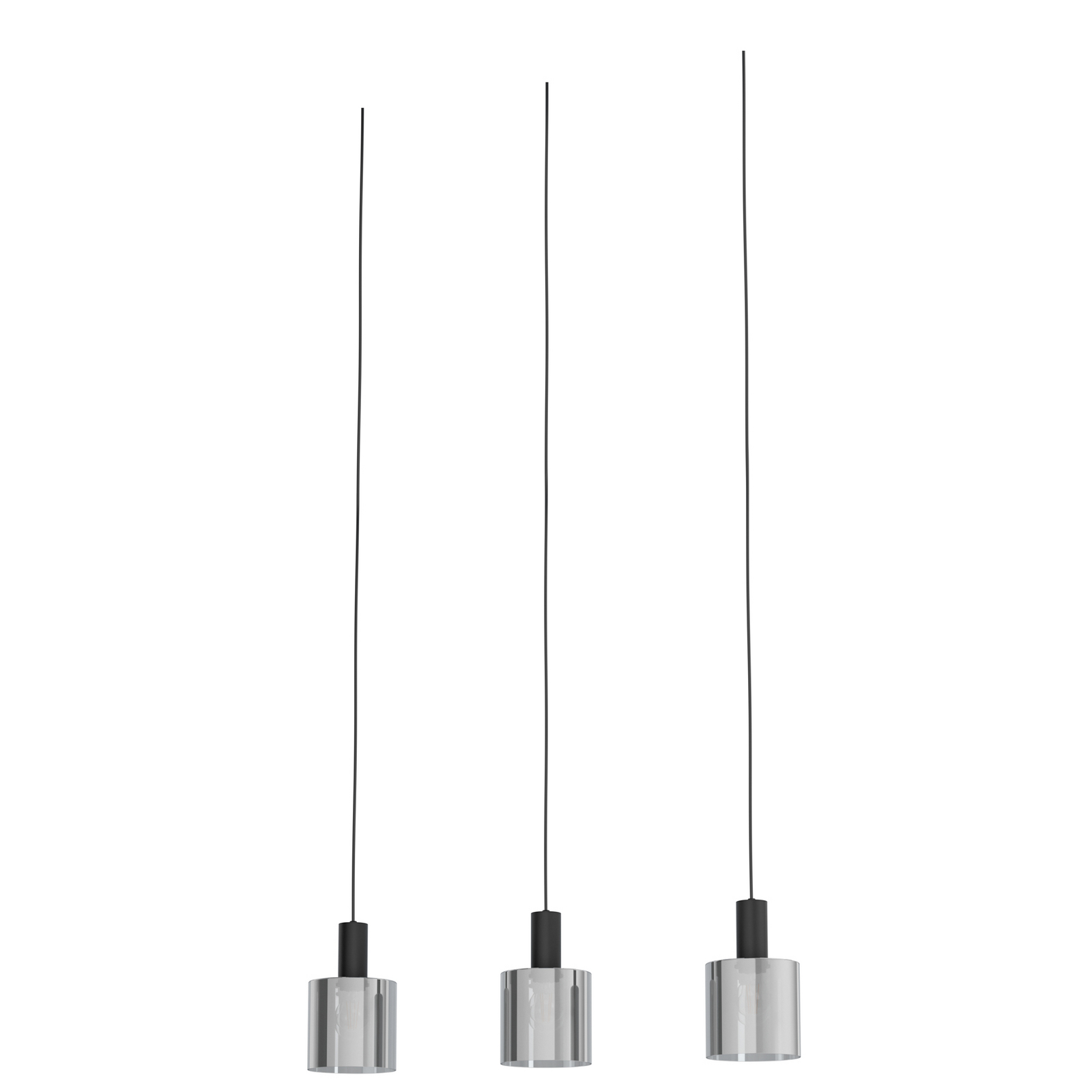 Hängelampe Gorosiba, schwarz, Länge 85 cm, Stahl/Glas, 3-flg