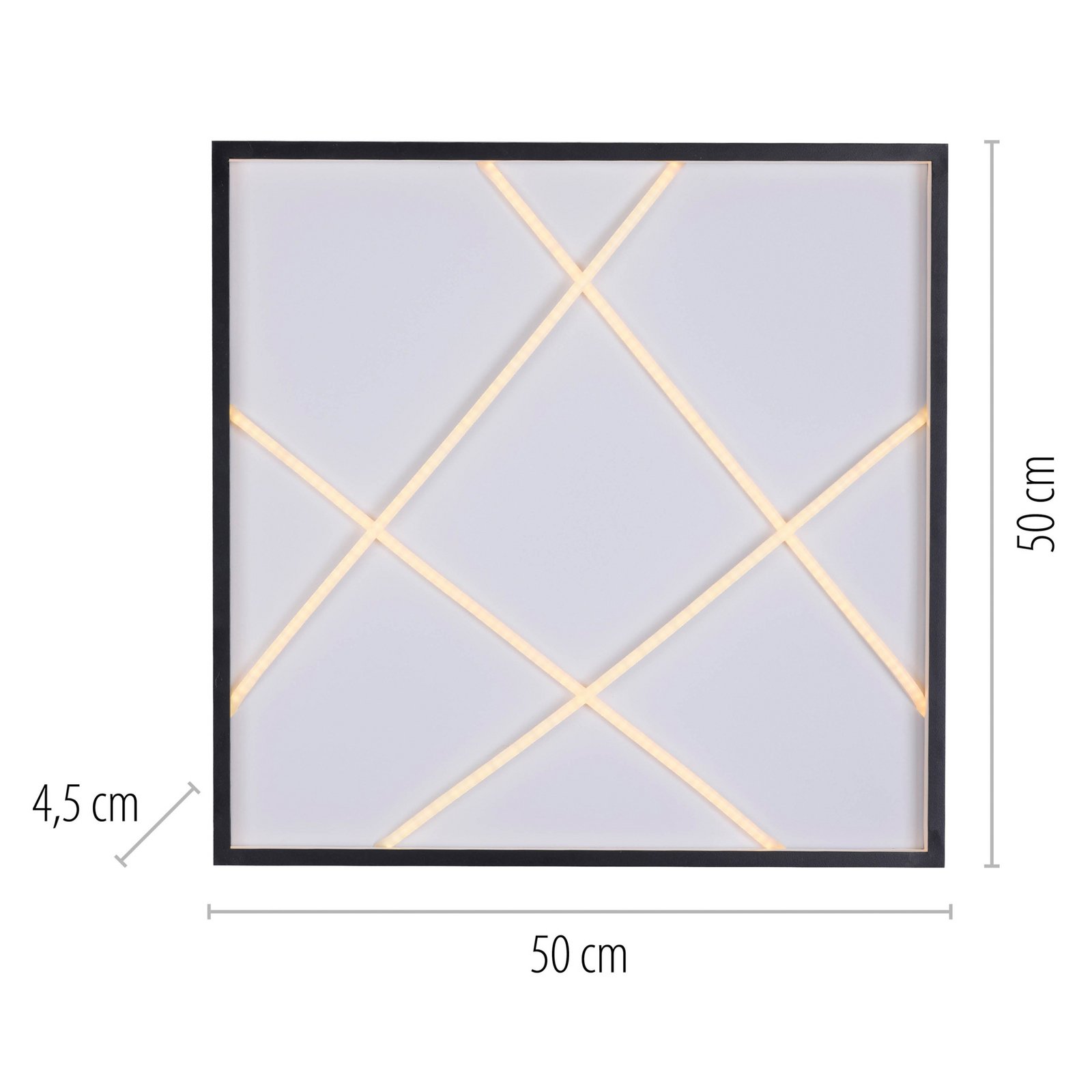 JUST LIGHT. LED plafondlamp Mikado, 50 x 50 cm, zwart